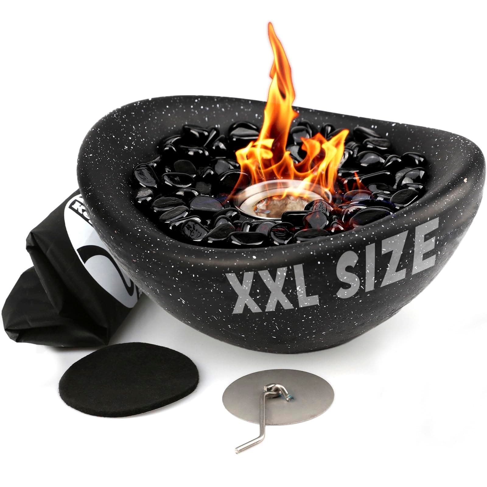 Keystone Peak Firepit - New 2023 - Concrete Tabletop Fire Pit for Indoor and Outdoor - Large Multi-Fuel Fire Bowl (11") - Small Personal Fireplace for Patio Balcony and Coffee Table - Black
