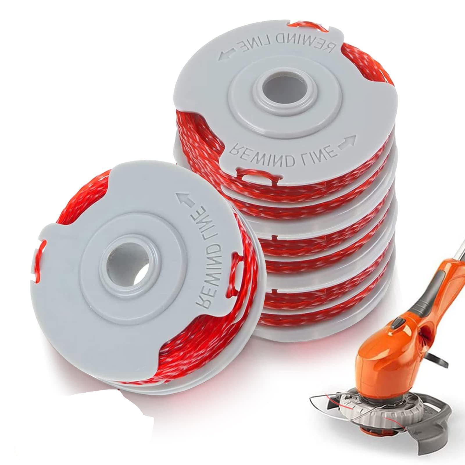 Strimmer Spool and Line, Fit for Flymo, Standard 1.5mm Lawn Mower Replacement Spool Double Line Autofeed Grass Trimmer Wire String Fit for FLY021/513937190 Mini Trim Power Trim Contour(4 Pcs)