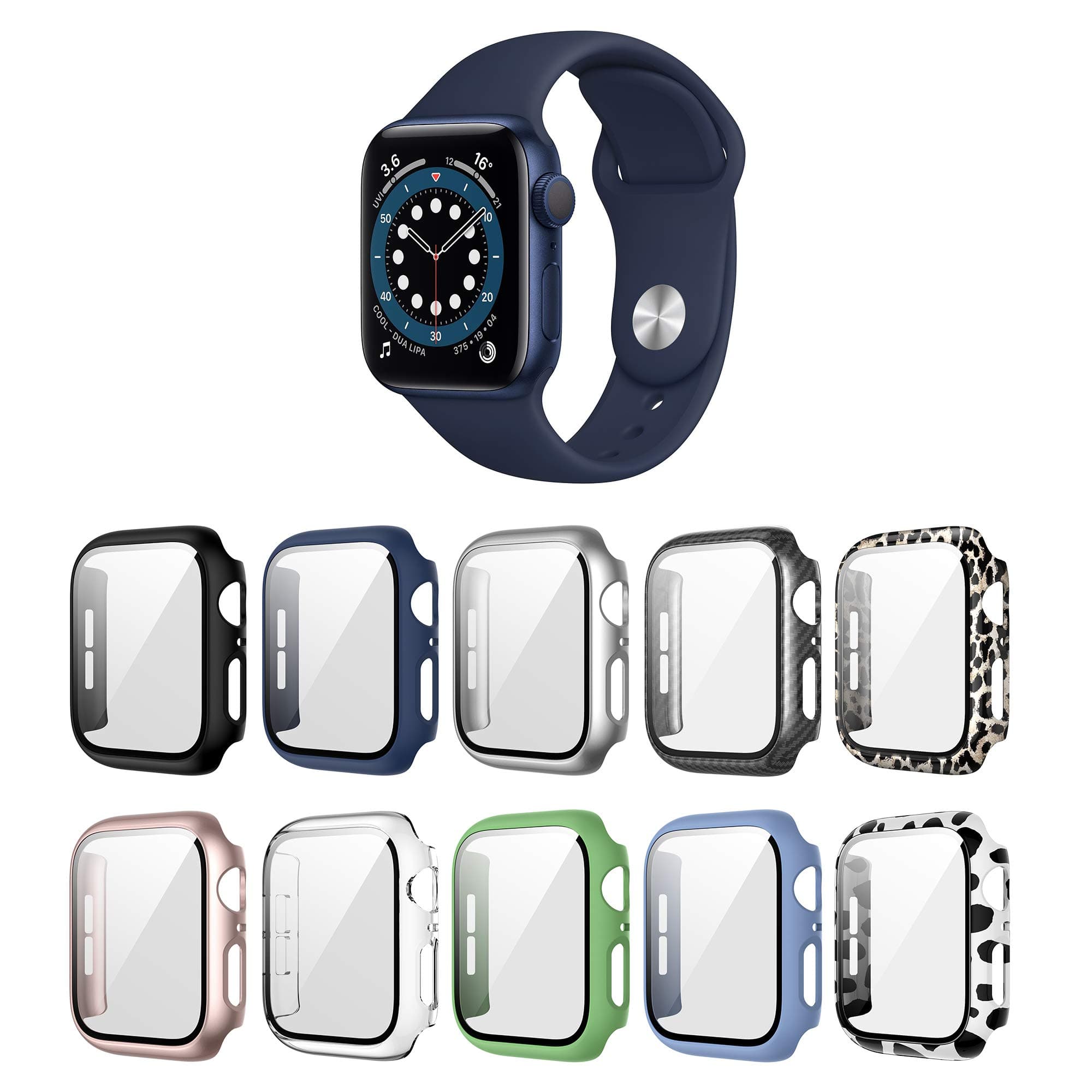 10 Pack case for Apple Watch Series 3 Series 2 38mm Screen Protector with Tempered Glass, Hard PC HD Full Cover Protective iwatch.