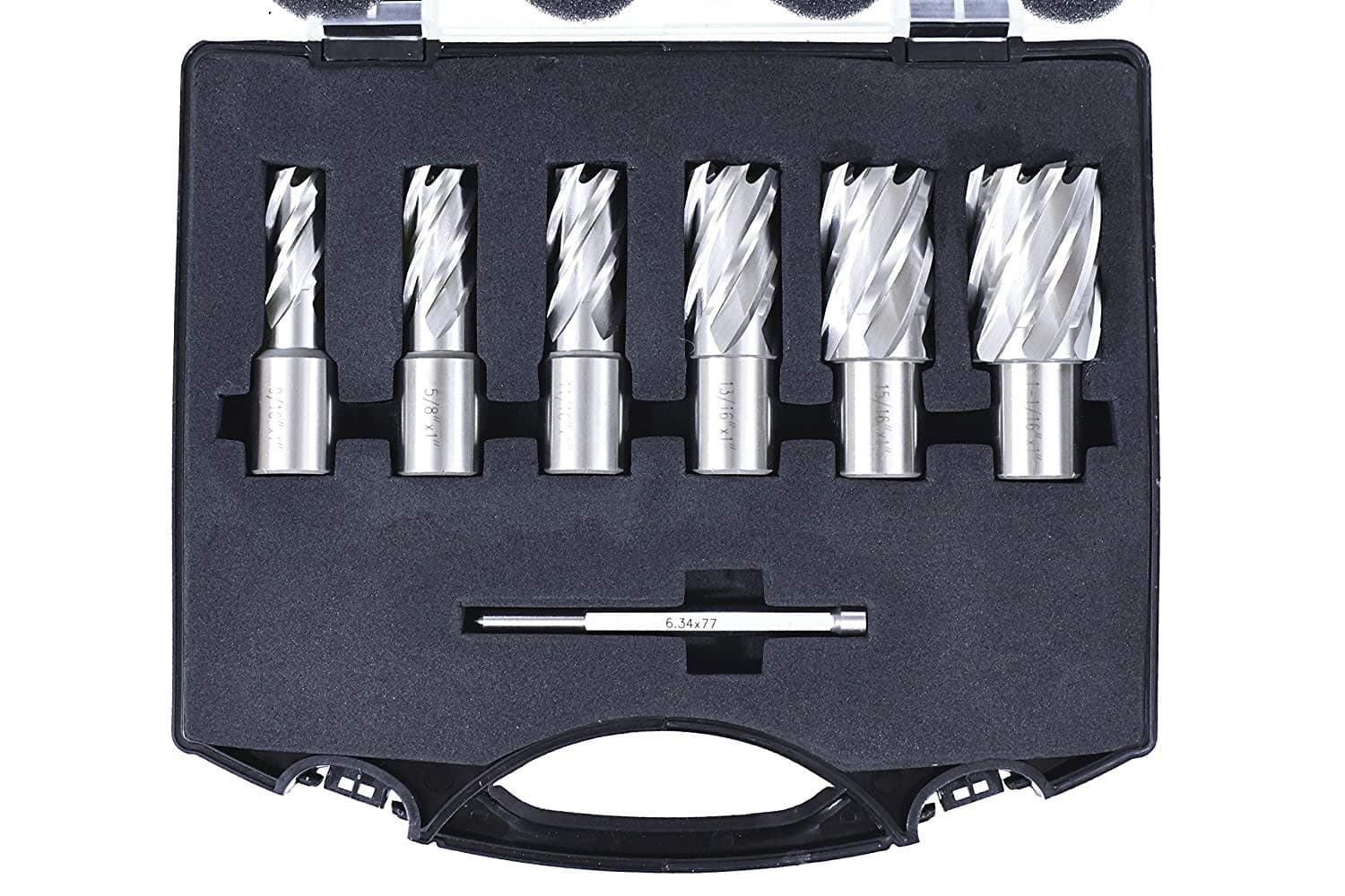 Vector Tools 6pc Set Annular Cutter Cobalt 3/4" Weldon Shank 9/16 1-1/16 Magnetic Drill Bit Set