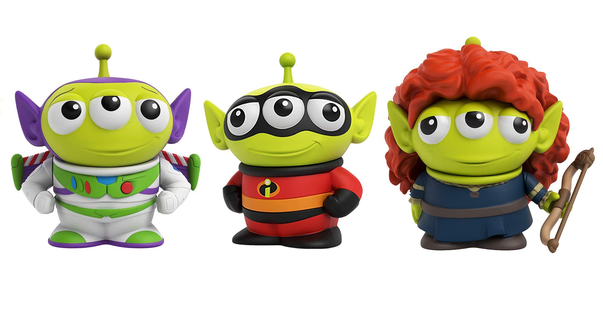 Disney/Pixar Costume Alien Figure, 3 Pack Set, Buzz Lightyear (1), Merida (1), Mr. Incredibles (1 Piece), GNX34
