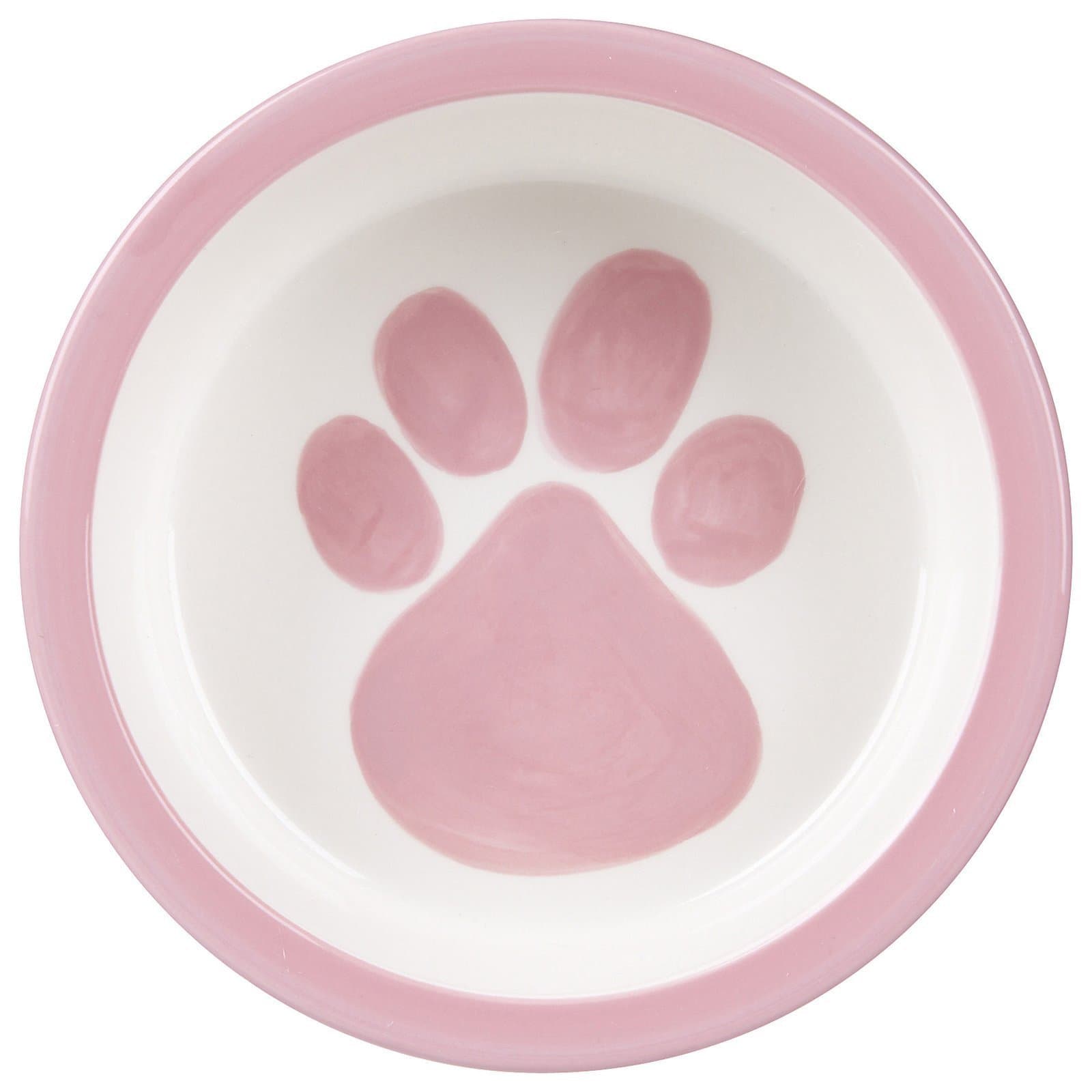 Paw Ceramic Dog Bowl - Pink - Medium
