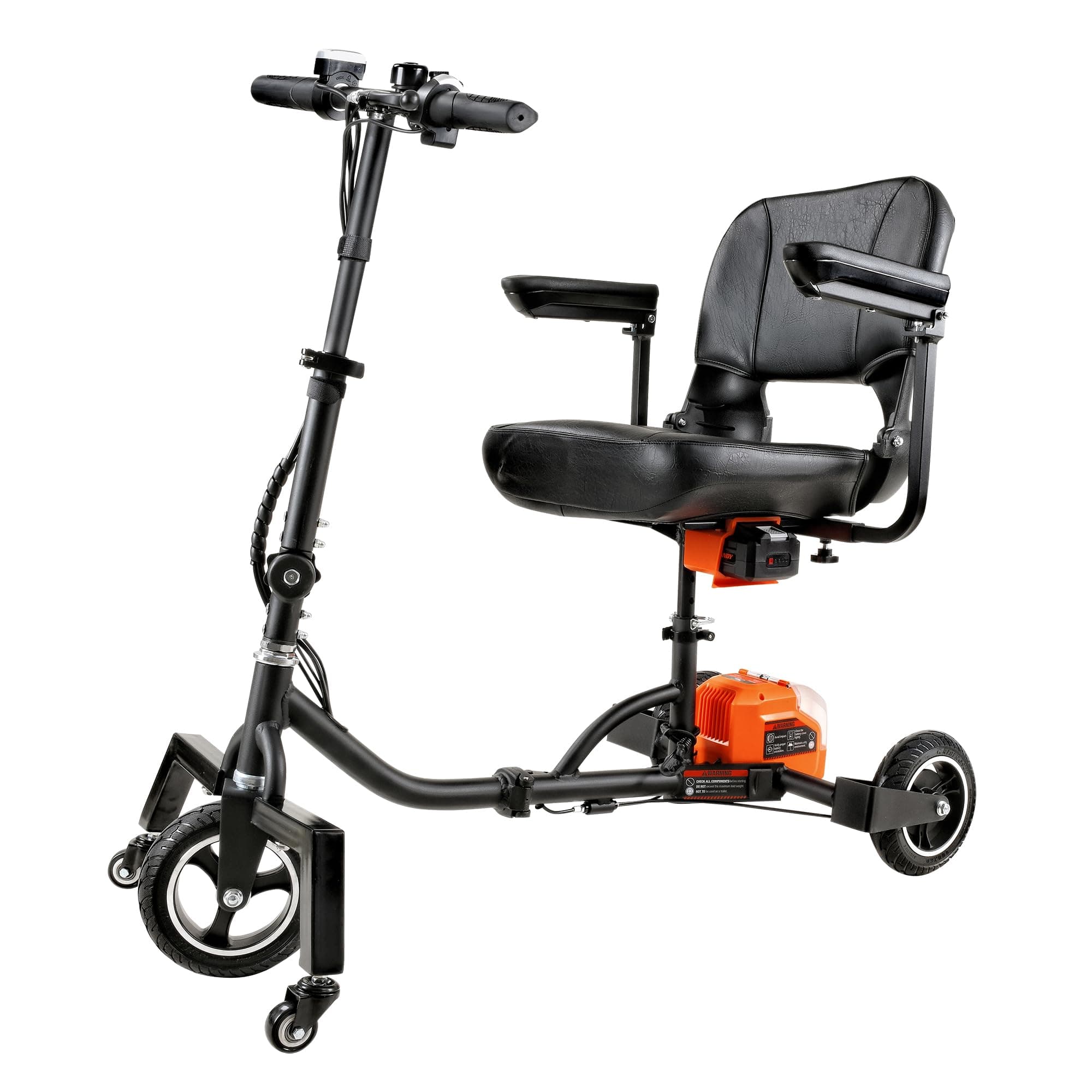3 Wheel Folding e-Mobility Device (Upgraded Design) - Electric Powered, Airline Friendly - Long Range Travel w/ 2 Detachable 48V Lithium-ion Batteries and Charger