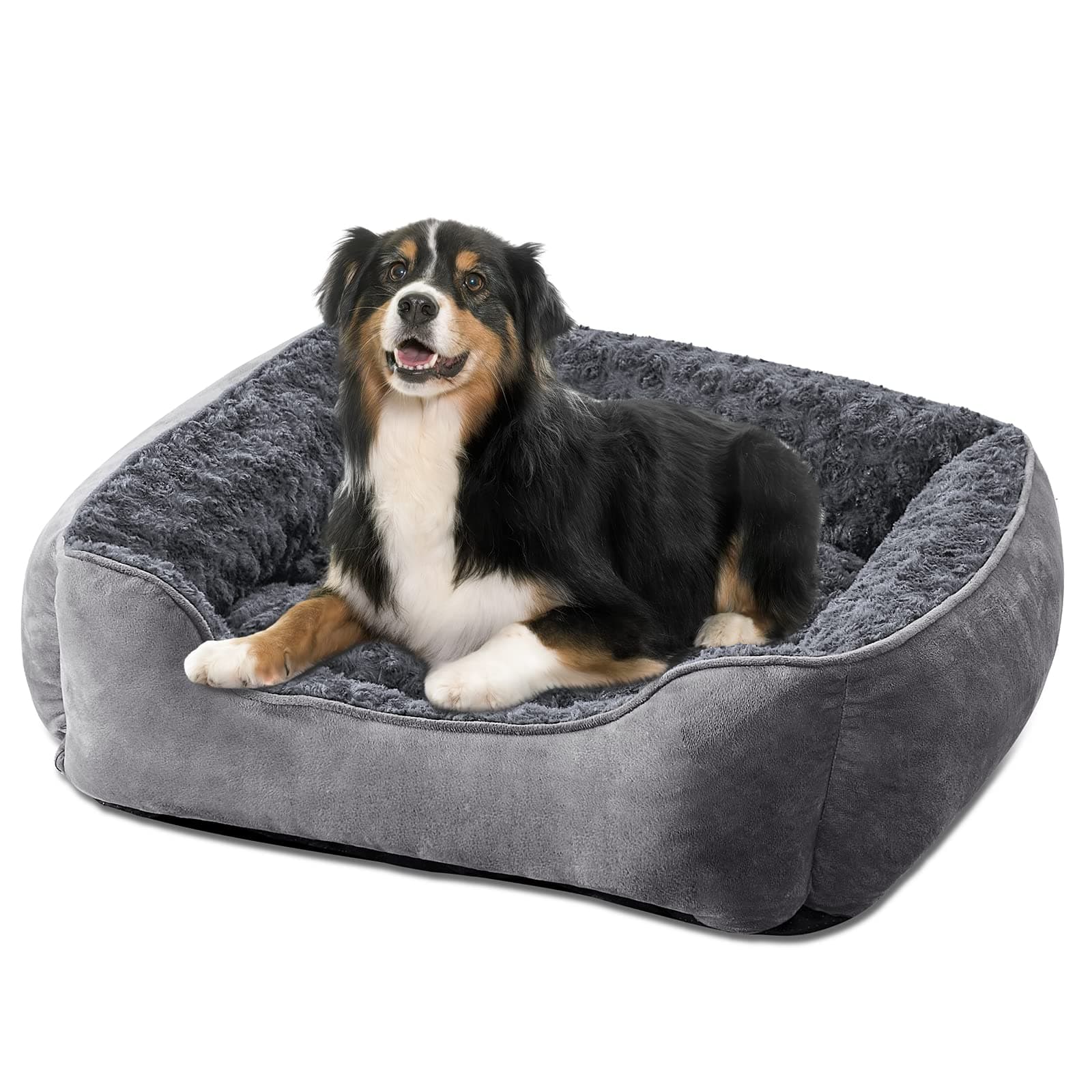 JOEJOY Rectangle Dog Bed for Large Medium Small Dogs - Washable Orthopedic Sofa Bed, Soft Breathable Puppy & Pet Cuddler, Durable Calming Dog Bed with Anti-Slip Bottom, Multiple Sizes, Dark Grey