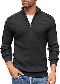 DENIMHOLICMen High Neck Zipper Full Sleeve Cotton Knitted Winter Sweater for Man
