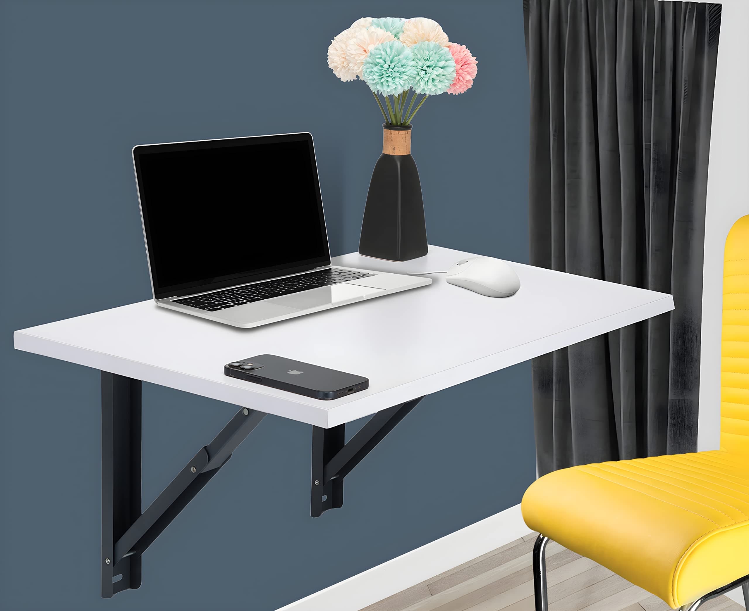 Wall Mounted Table Folding Shelf/Study Table/Work Table/Laptop Table/Large Wall Mounting Wall Mounted With Heavy Duty Powder Coated Steel Collapsible Shelf Table Bracket, 10 Centimeters