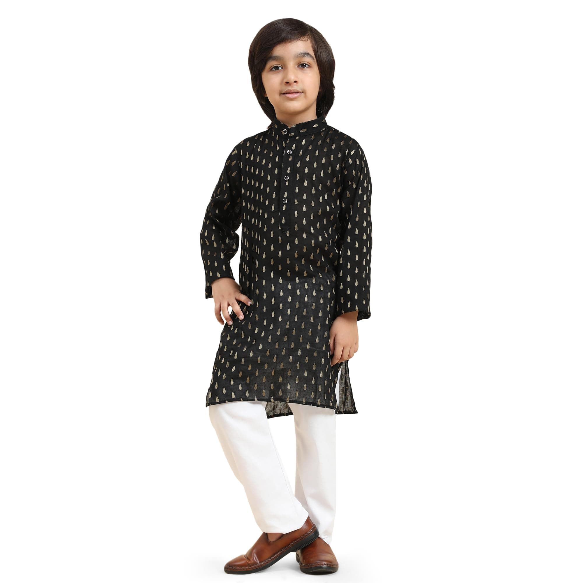 Pro-Ethic Style Developer Boy's Cotton Printed Kurta Pajama For Kid'S s Traditional Dress Kurta Pajama Set