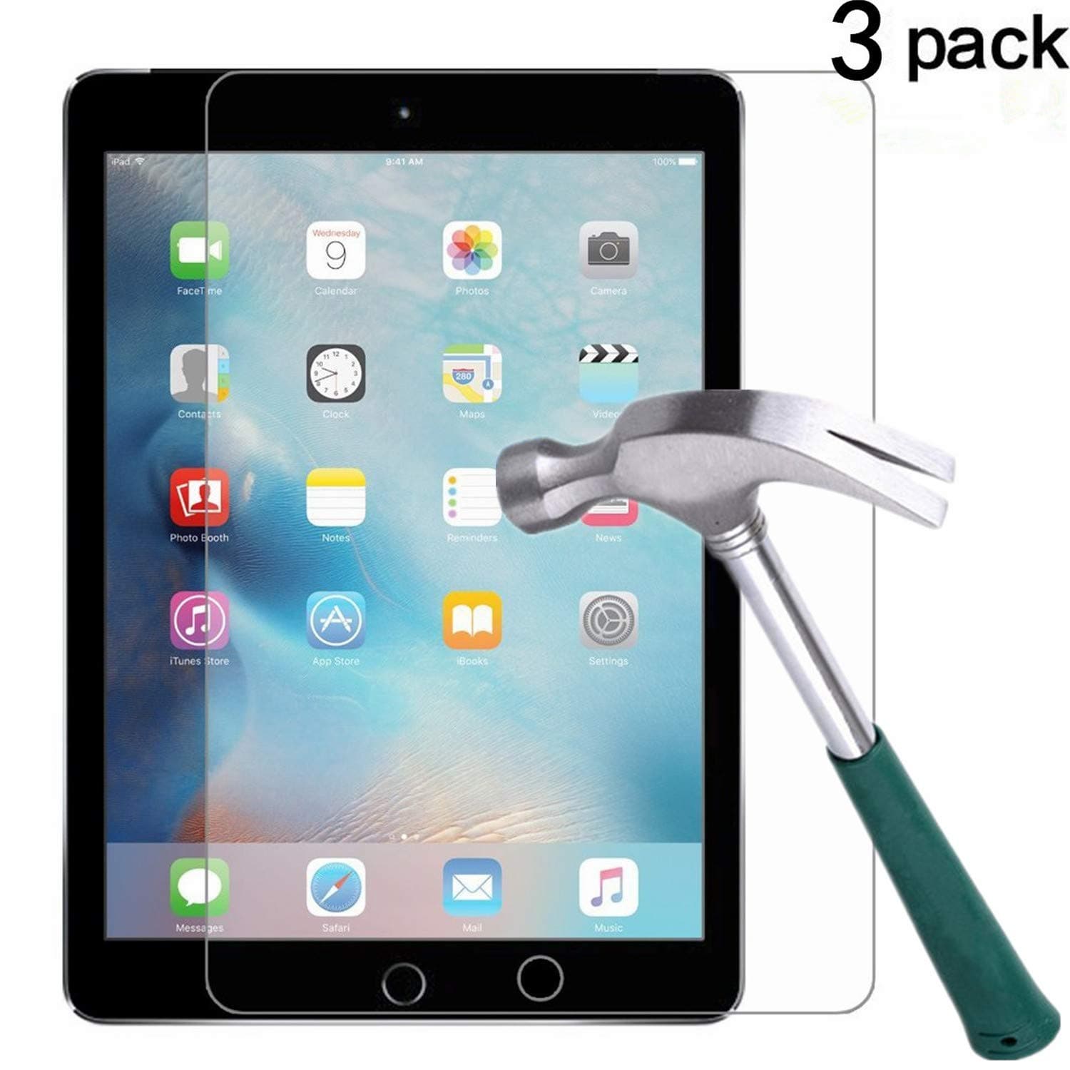 New iPad Pro 12.9 (2017) / iPad Pro 12.9 Screen Protector [3-Pack],TANTEK Tempered Glass/Bubble-Free/Anti-Scratch Screen Protector For 12.9-inch iPad Pro (2015/2017 Model)