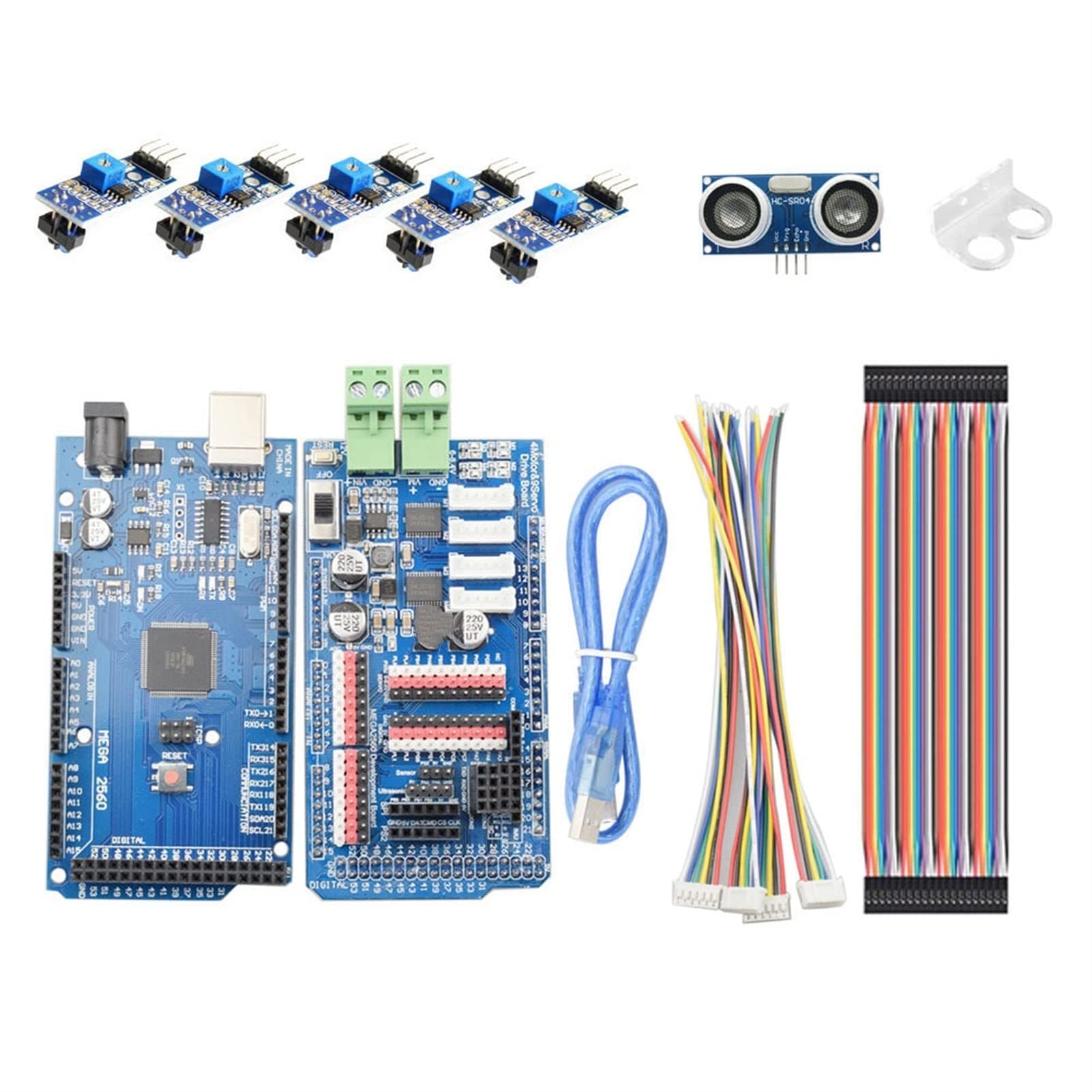 VIKEP Line Tracking Obstacle Avoidance Smart Mecanum Wheel Robot Car Kit Fit For Arduino Mega2560 Sensor Tracking Module DIY (Color : Controller Kit)