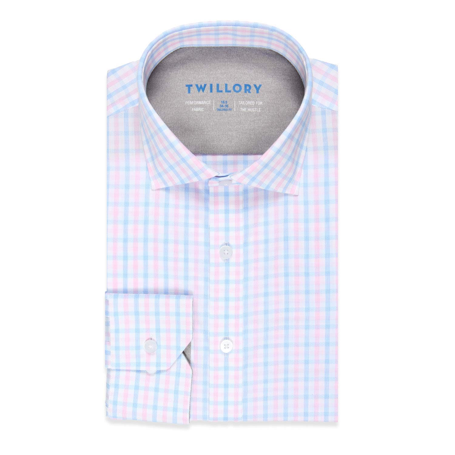 Enhancer // Performance Gingham Pink Blue Tailored Fit 17-32/33