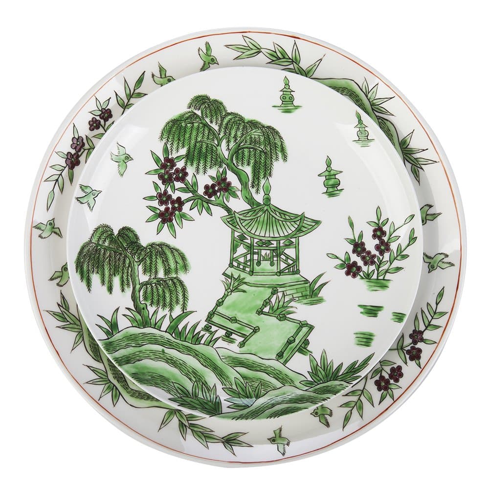 Mightee Ceramic Porcelain 2-Piece Dinnerware Set, Manual Craft with Hand Painted Traditional Chinese Style Pattern -Traditional Chinese willow (liu) Symbol about longevity