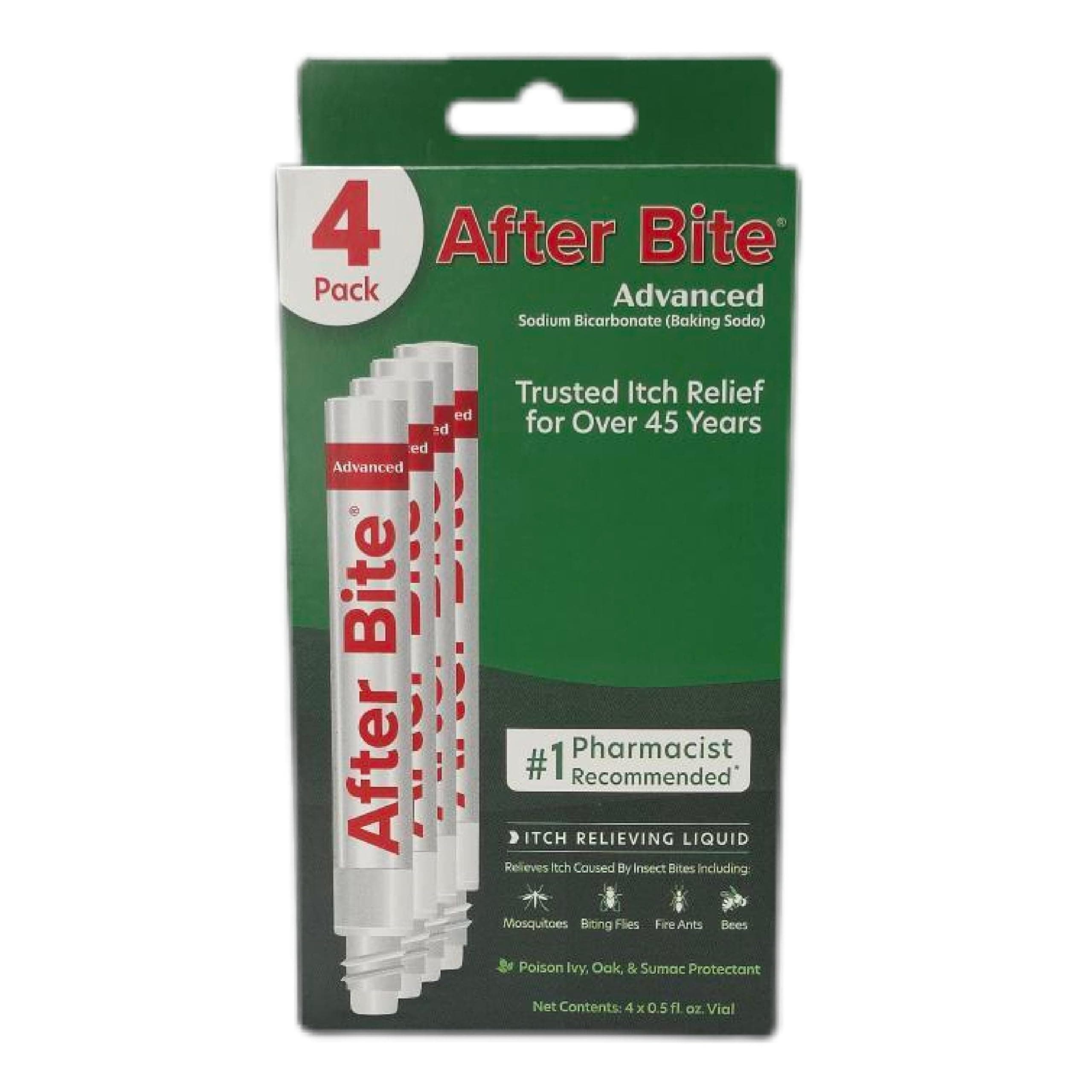 After Bite Advanced Formula - Bug Bite Itch Relief with Sodium Bicarbonate - Ideal for Mosquito Bites, Fire Ant Bites, Bees & More - Portable Pen Applicator - 0.5 oz (4 Pack)
