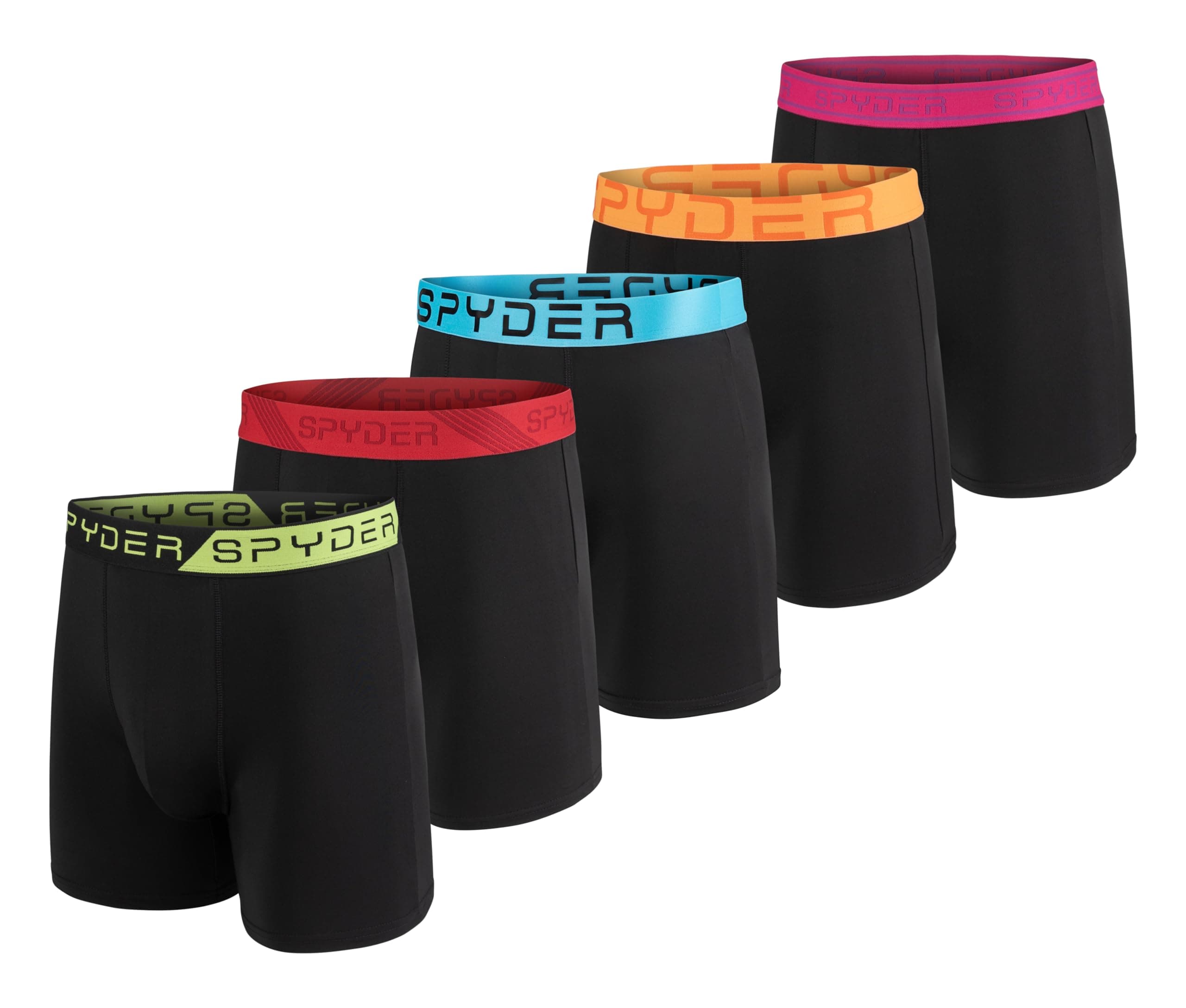 SpyderMens Boxer Briefs 5 Pack Poly Spandex Performance Boxer Briefs Underwear