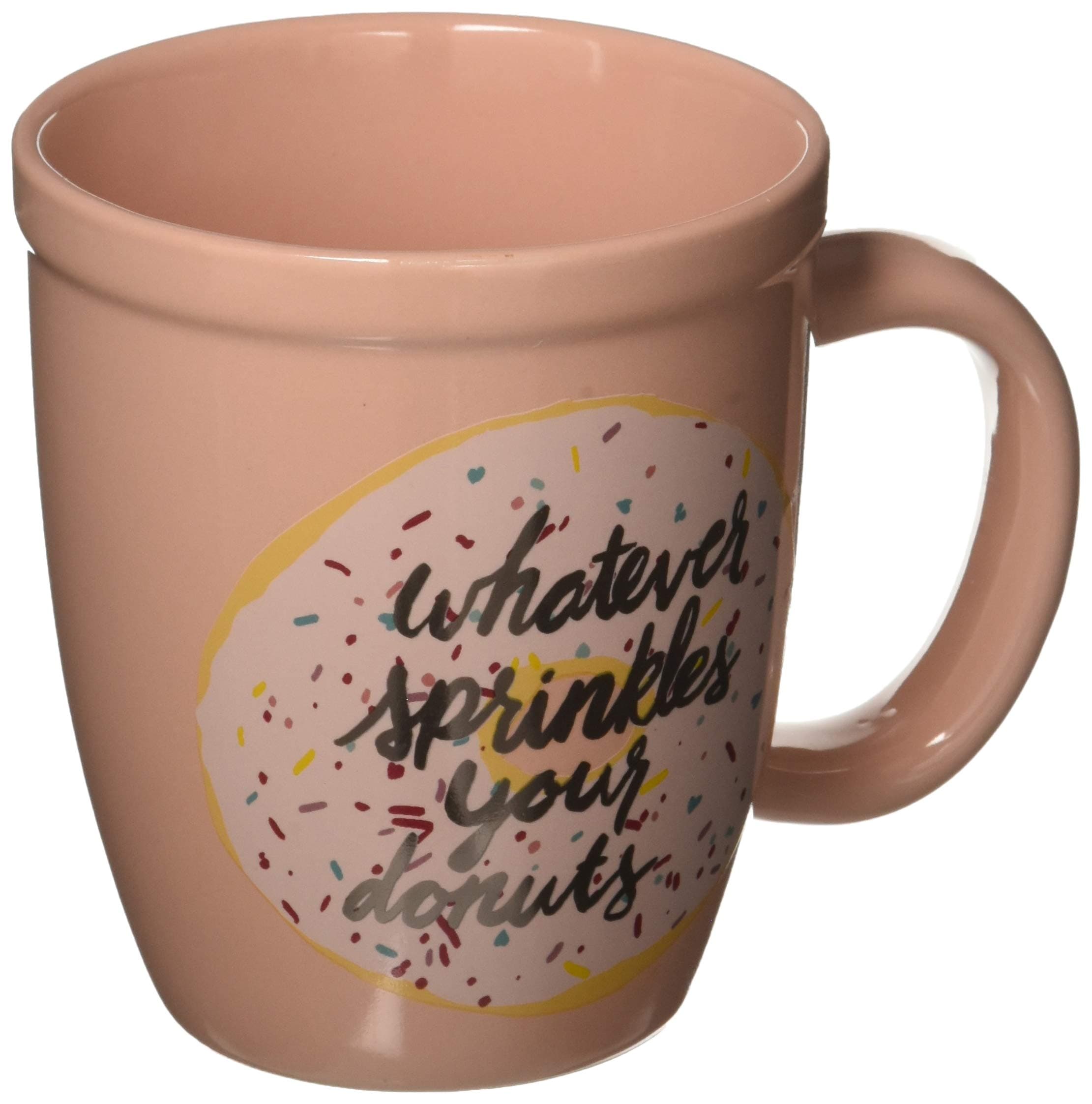 About Face Designs Whatever Sprinkles Your Donuts Coffee Mug, 13.5 Oz, peach