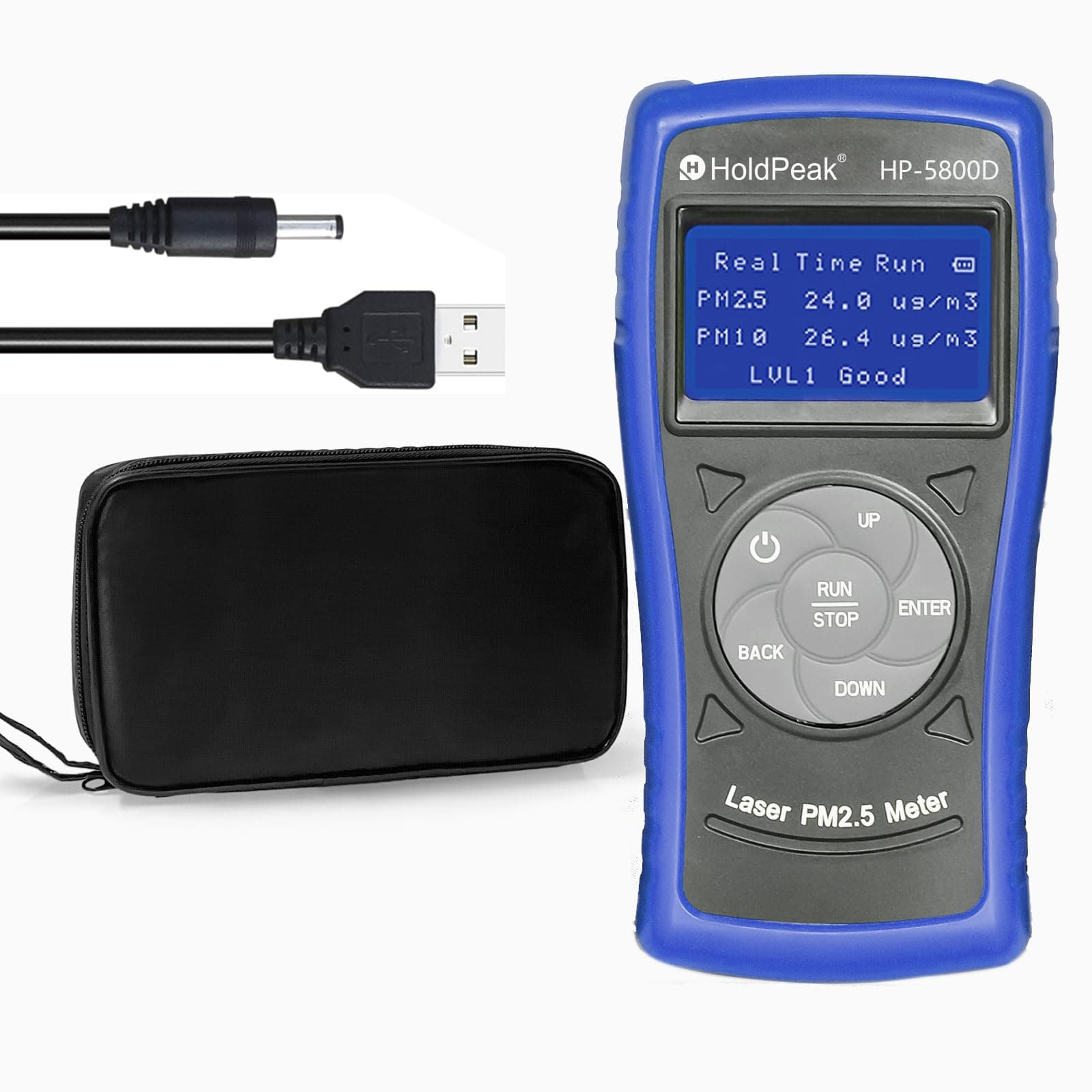 PM2.5 Detector, Professional PM2.5 PM10 Air Quality Meter Portable Monitor with Dot-Matrix LCD, Easy Calibration Indoor Air Quality Tester for Home, Office, Factory, Cars, Hotel