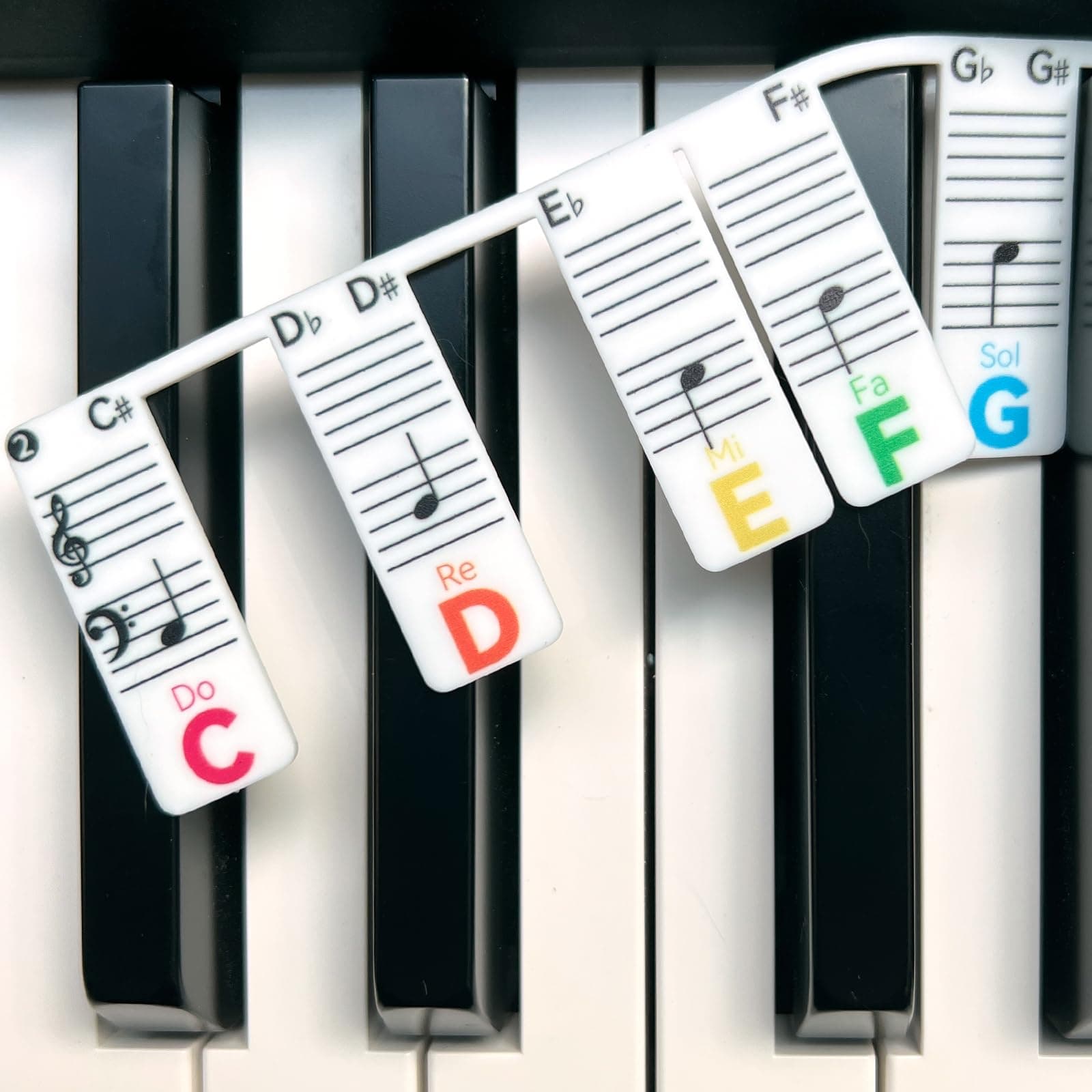 BEATBIT Piano Note Strips with Solfege (Do Re Mi…), Fit 88/76 Key Piano Keyboard Learning, Removable Piano Key Stickers