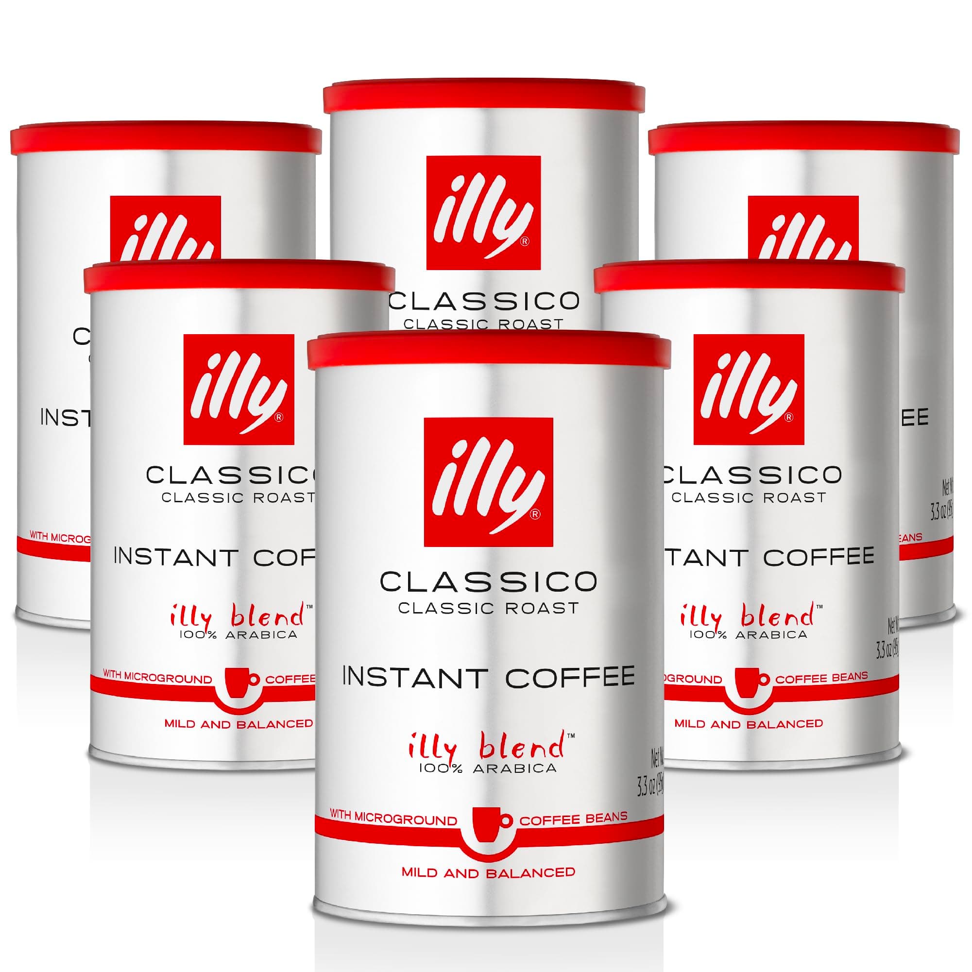illy Classico Instant Coffee, Medium Roast, 100% Arabica, Smooth Taste, Ideal for Americano, 95g x 6