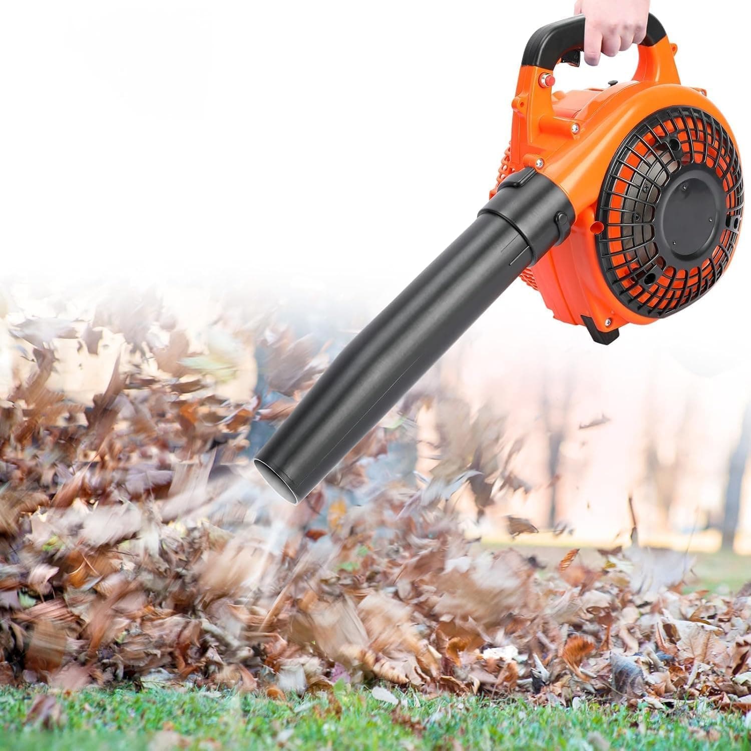 Leaf Blower Cordless Powerful Engine Petrol Powered 26cc Powerful Gas Powered Leaf Blower High Powered Handheld for Garden Yard Leaf Blowing Snow Removal