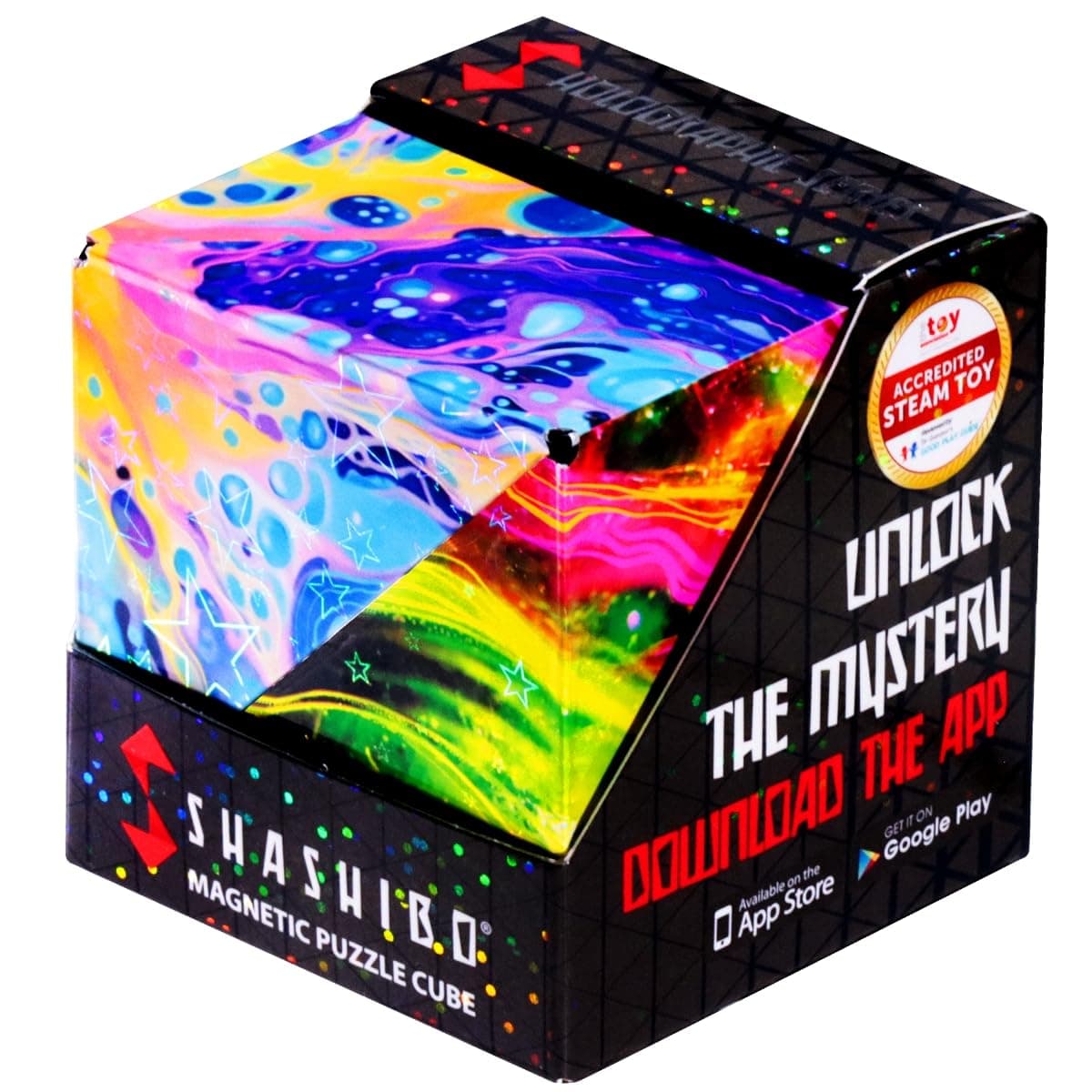 SHAPE SHIFT BOX - Award Winning, Patented Fidget Cube with 36 Rare Earth Magnets - Converts to Over 100 Shapes (Cosmos)