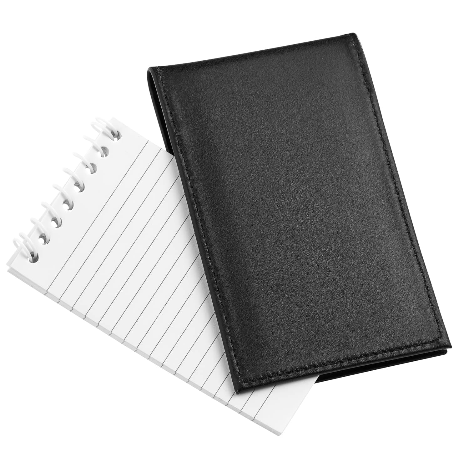 D&K Black Leather Notepad Holder for 3x5 Memo Pads, Refillable Pocket Notebook with Wallet for Law Enforcement, Investigator, Security Officer Gifts, EDC Case, Includes Small Flip Pocket Note Pad