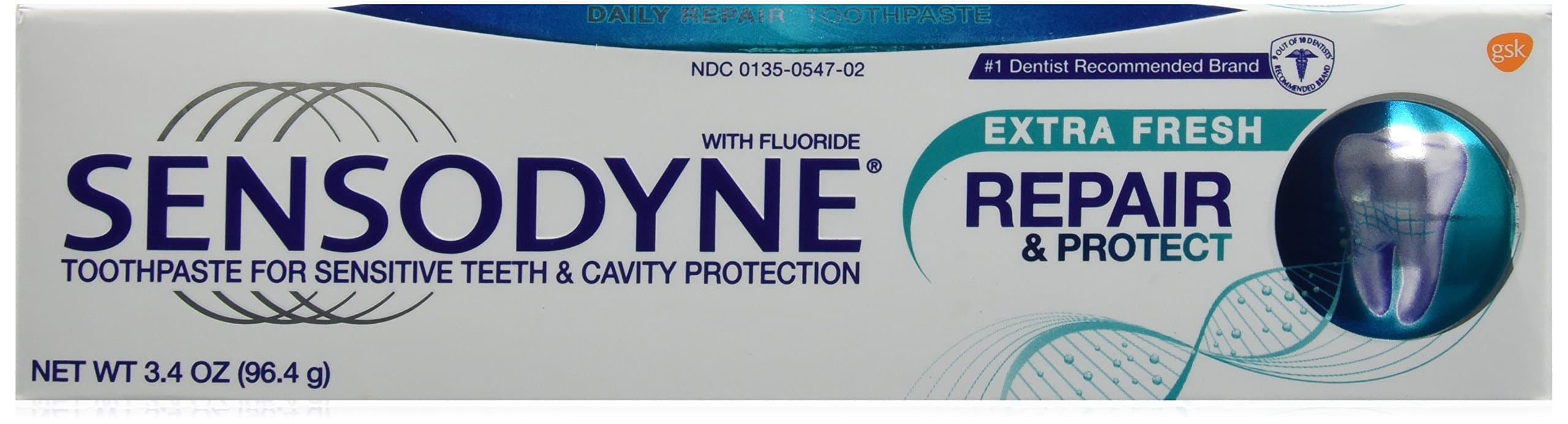 SensodyneRepair and Protect Extra Fresh Toothpaste with Fluoride 3.4 Ounce. Pack of 3