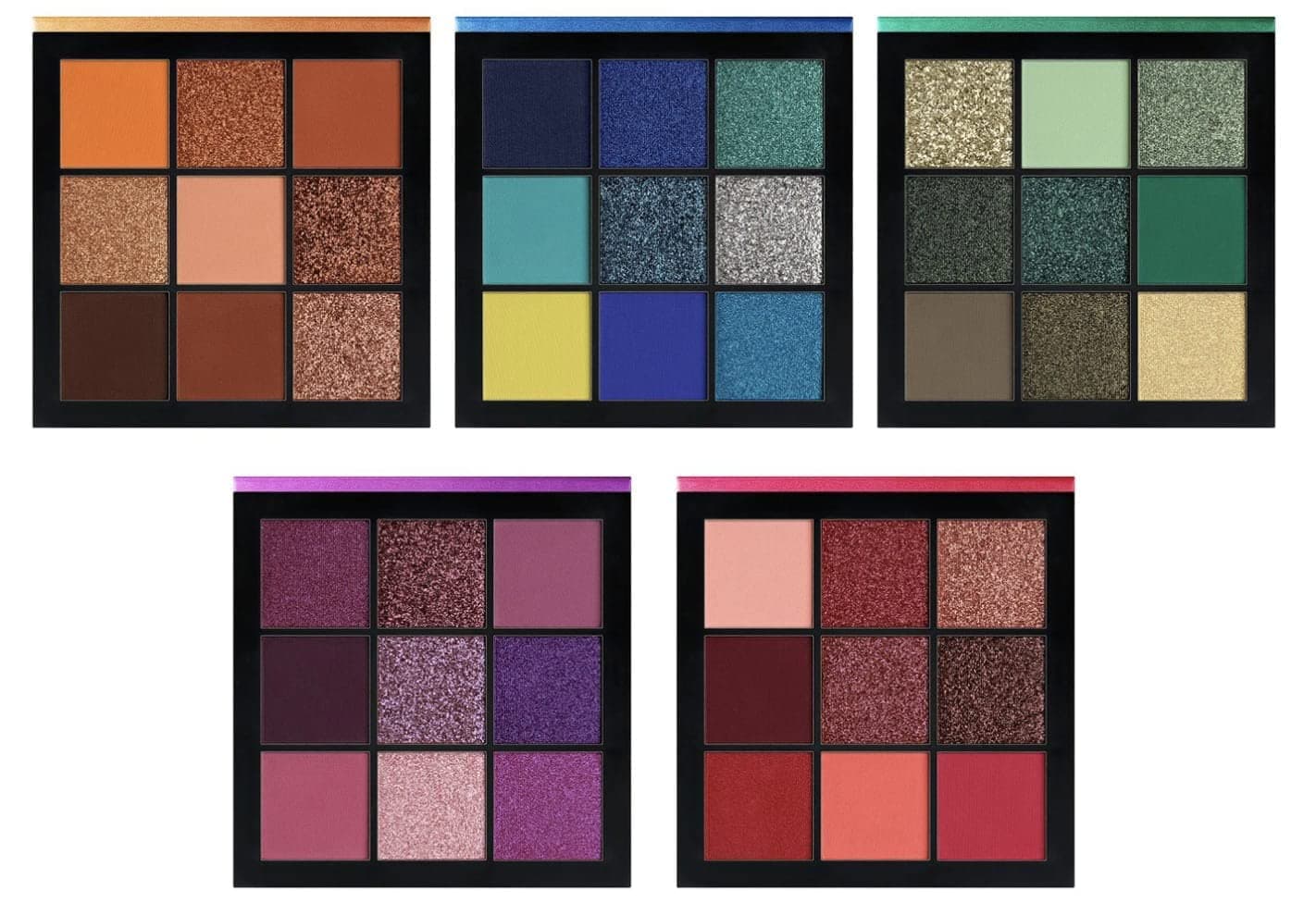 HUDA BB Obsessions Shimmery Eyeshadow Palette 9 Colors (Combo Set Of 5) (Multicolor)