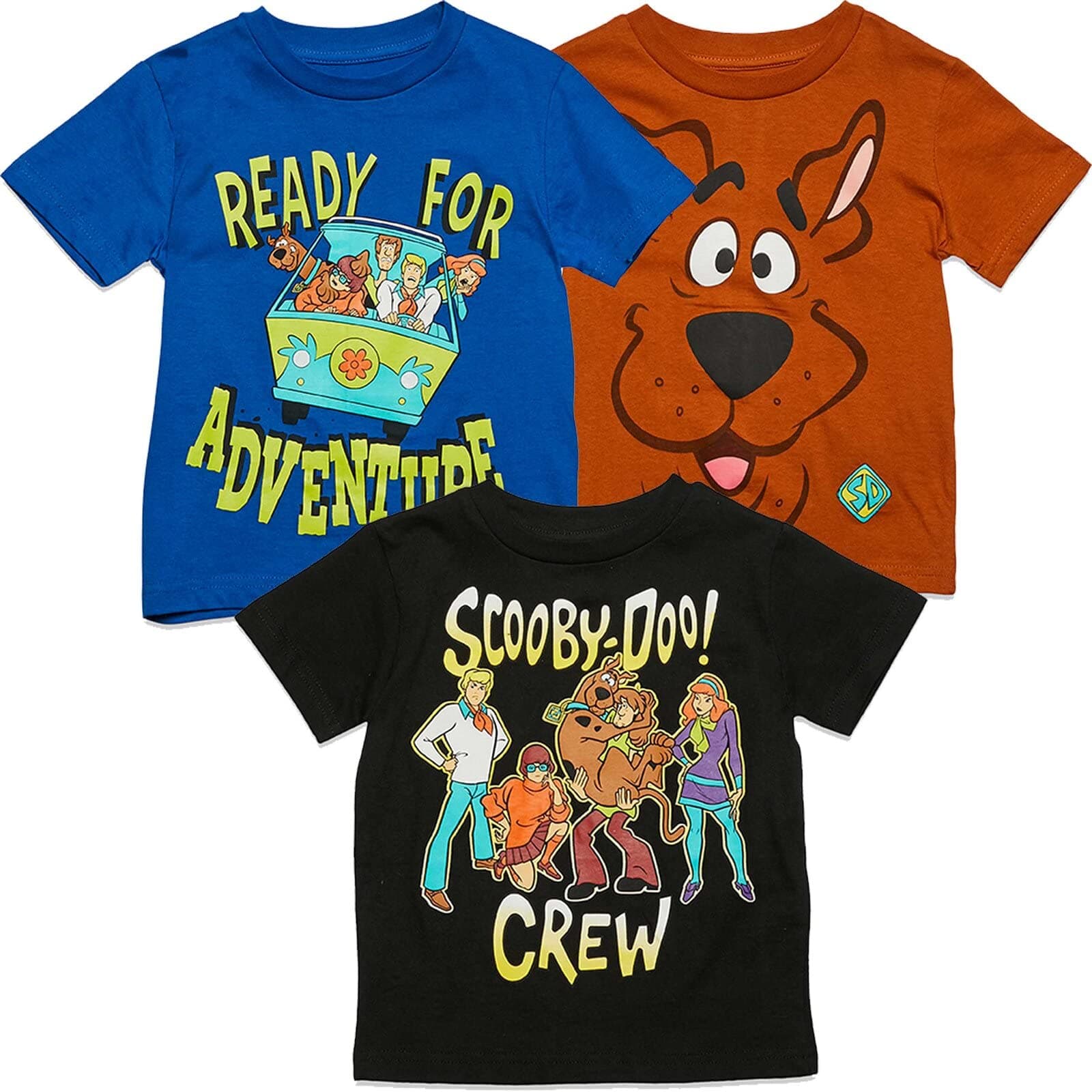 Scooby-Doo! 3 Pack Pullover Graphic T-Shirts Toddler to Big Kid