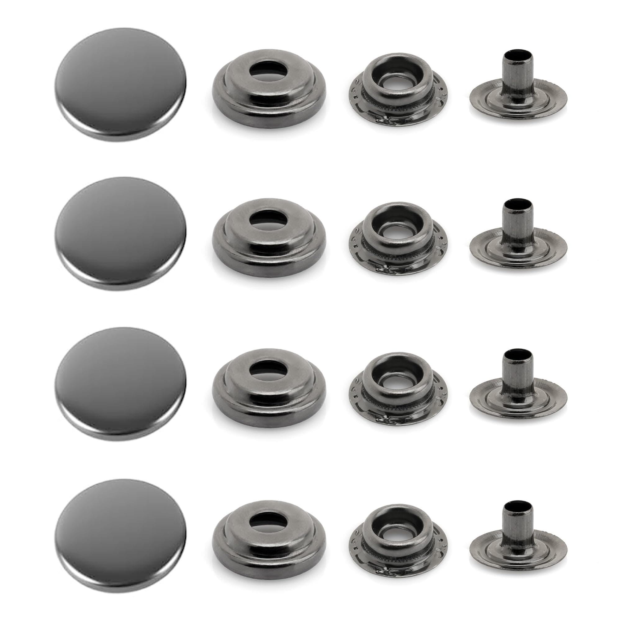CRAFTMEMORE 50 Sets Gun Metal Black Snap Fasteners Ring-Socket Press Studs for Jacket Bag Canvas Closures #201 VT47 (12mm (0.47"))