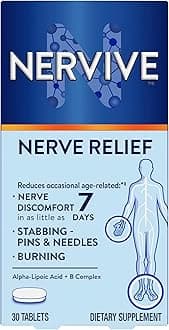 Nervive Nerve Relief, Occasional Nerve Discomfort II, Nerve Relief, Starts Working in 7 Days, Stabbing, Burning, Alpha Lipoic Acid, B Vitamins, Turmeric, Ginger, Nervive Supplement, 30 Tablets