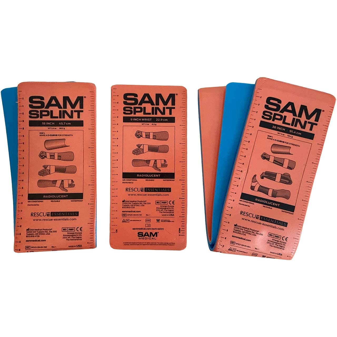 SAM SPLINT 3X COMBO PACK, 36", 18" AND 9"- ORANGE/BLUE