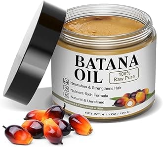 Dr. Sebi 100% Organic Batana Oil for Hair Growth - Unrefined & Natural for Hair Growth Oil, Thickness & Shine, Repair Damaged & Reduce Hair Loss, Fights Frizz & Split Ends for Men & Women (4.23 Fl Oz)
