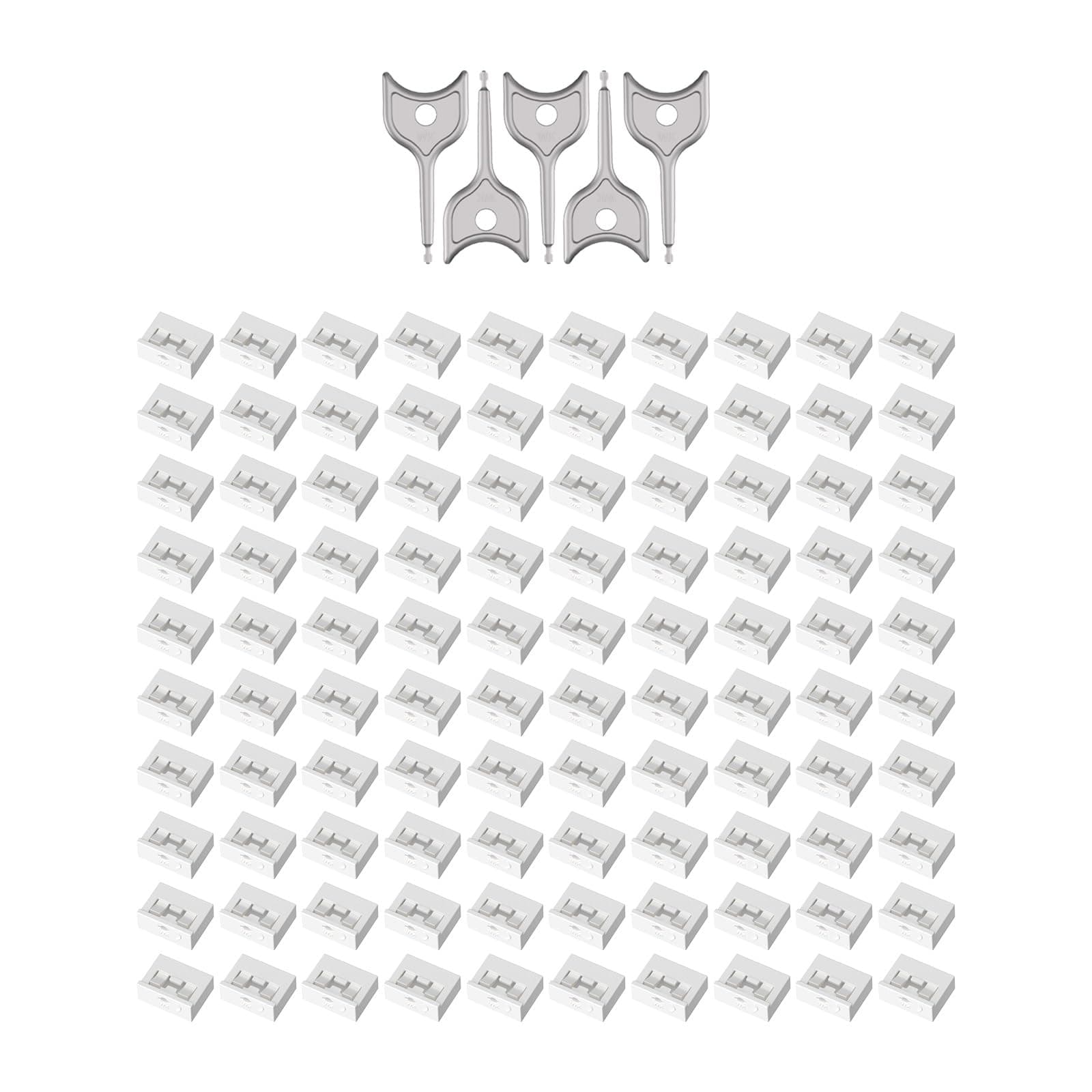 100PCS USB-A Port Blockers with 5 Keys-Removable Type-A Data Protection - Dust & Moisture Resistant Shield for Laptops, PCs, Gaming Devices & Tamper Protection（White）