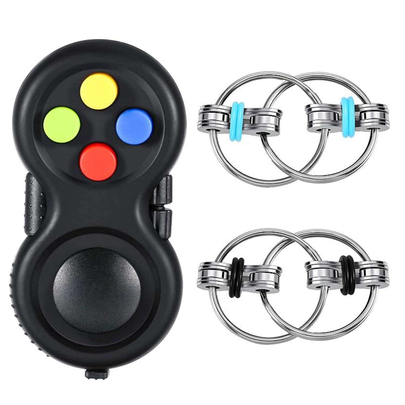 AM ANNA 3 Pieces Handheld Mini Fidget Toy Set Include Cam Fidget Controller Pad and Flippy Chain Flippy Stress Relief Toy for Teenagers Adults with ADHD ADD OCD Autism