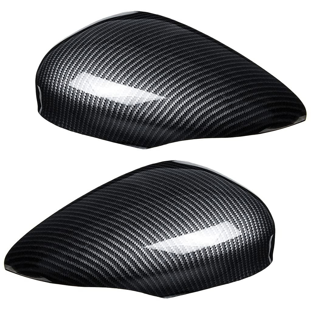 Pair Black Wing Mirror Cover Cap, fit for Fo-rd Fiesta MK7 2008-2017 (Carbon Fibre)