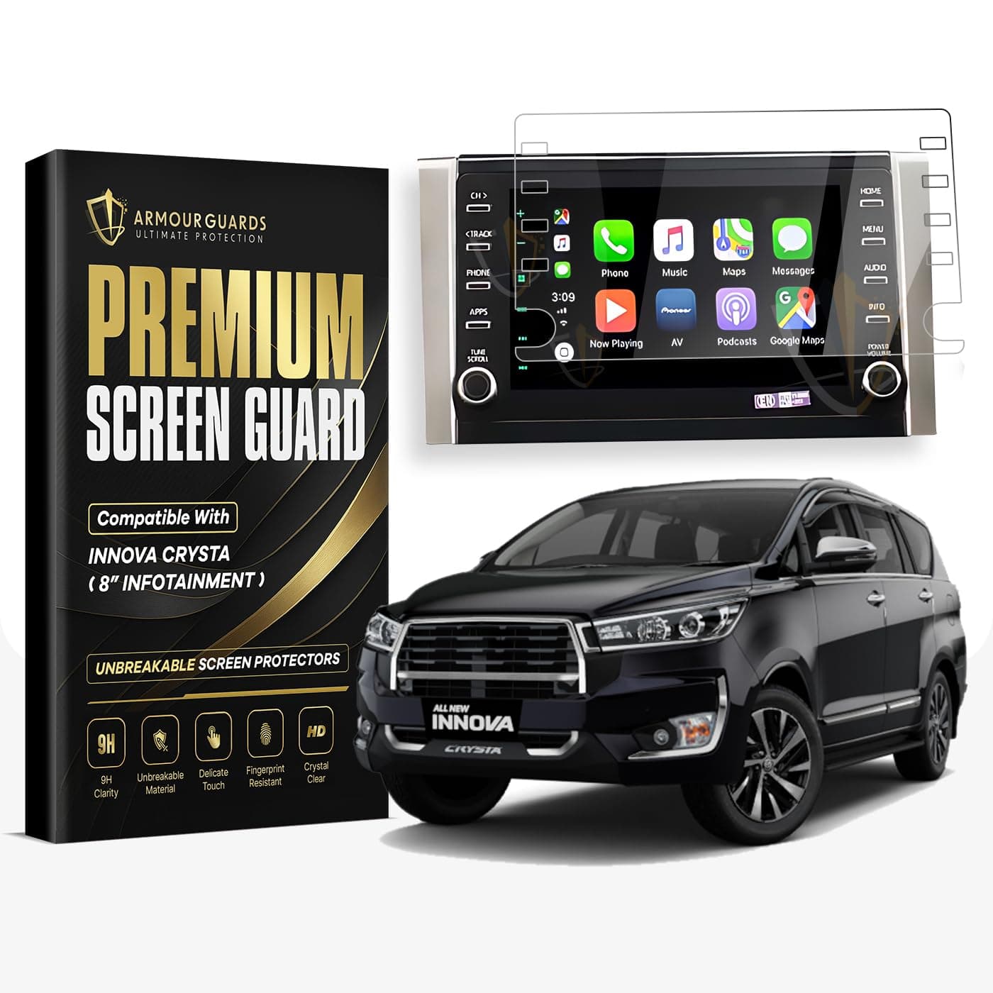 9H Unbreakable Screen Protector Compatible With TOYOTA INNOVA 2.4 G 8 STR FACELIFT (2021) CAR Touch Screen Infotainment System (8 Inch) (Transparent)
