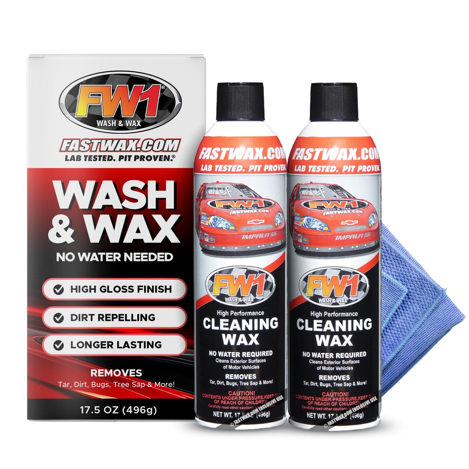 FW1 2 Pack, A High Performance Car Wax Polish | Easy To Use Scratch-Free Waterless Car Wash Spray & Detail Cleaning Polish (17.5oz) | Spray Wax for Cars, Trucks, Motorcycles, RVs and boats.
