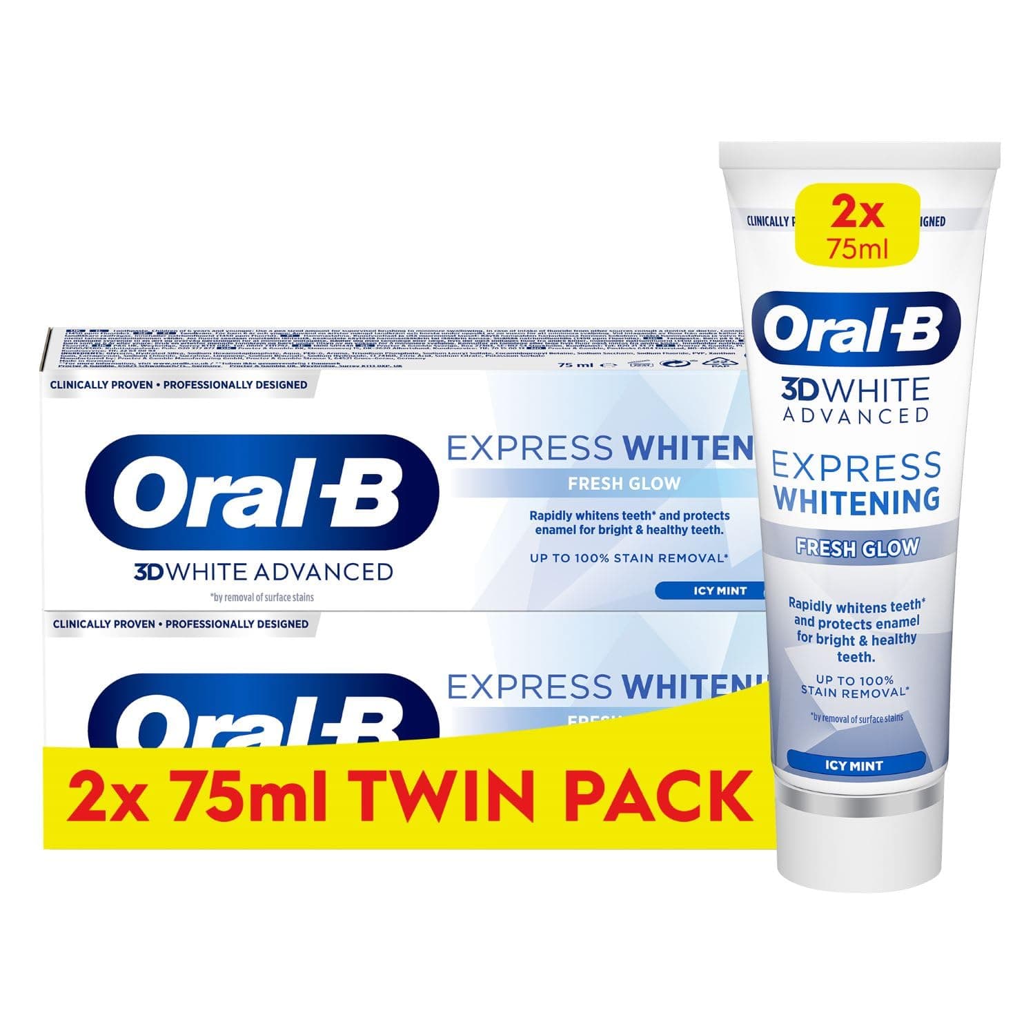 3D White Advanced Express Whitening Toothpaste Fresh Glow 2 x 75ml Twin Pack