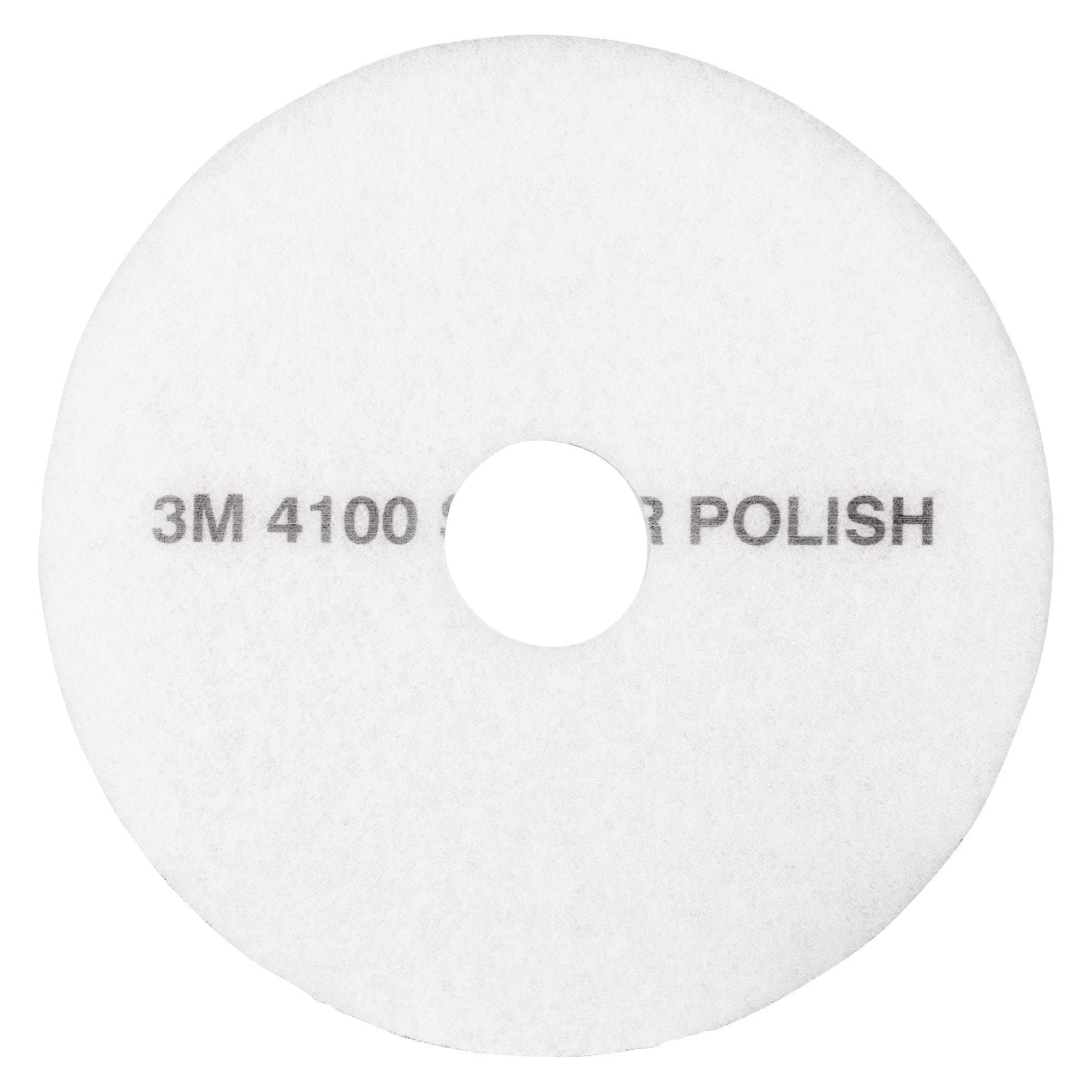 White Super Polish Pad 4100, 17" Floor Pad, Machine Use (Case of 5)