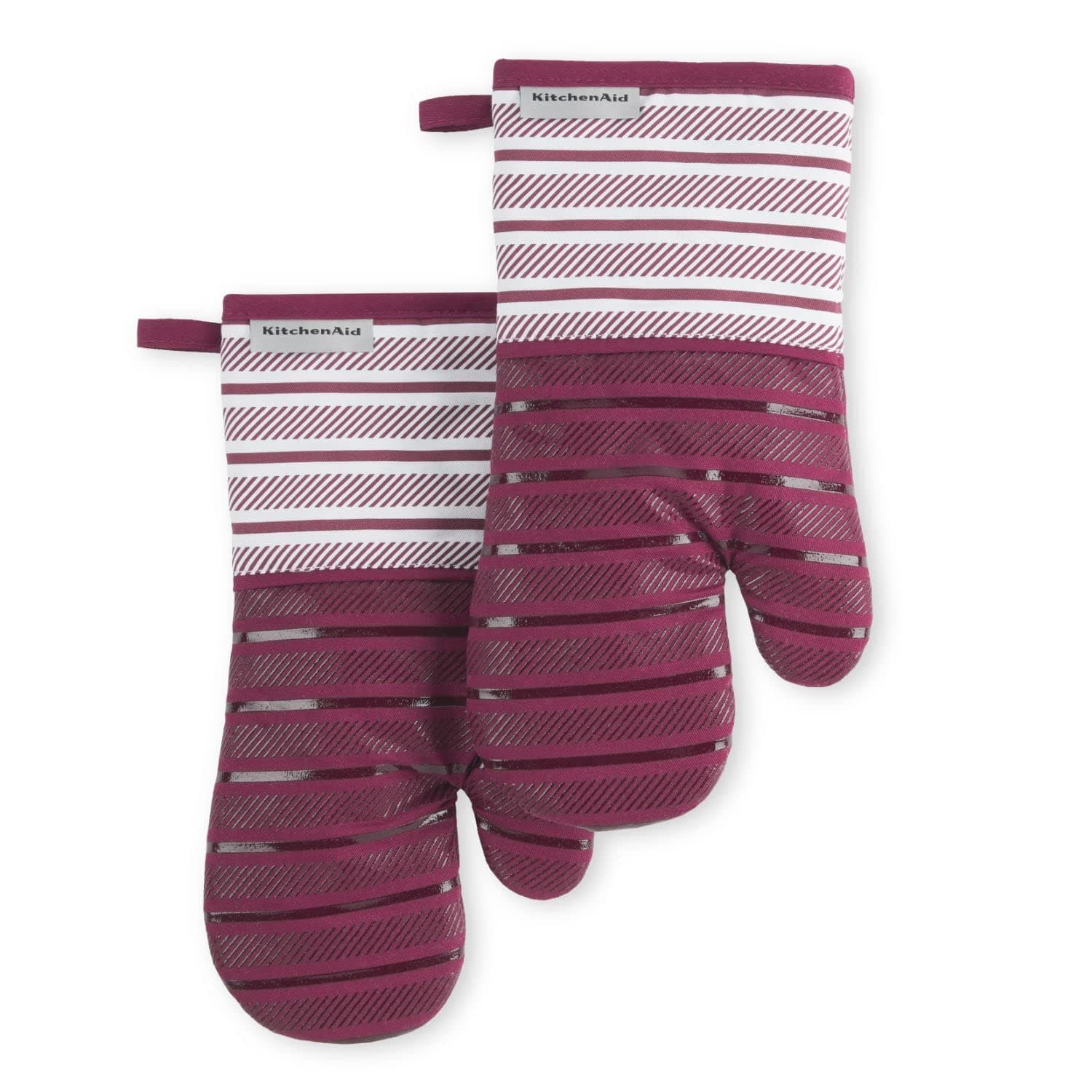 KitchenAid Albany Oven Mitt 2-Pack Set, Beet, 7"x13"