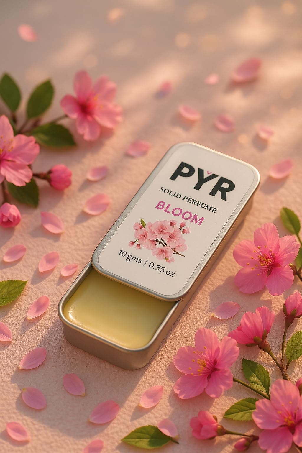 PYR Solid Perfume for Men & Women | BLOOM Long-Lasting & Strong Fragrance | Non-Greasy & Travel-Friendly | Perfect for Date Night & Gifting | 10g