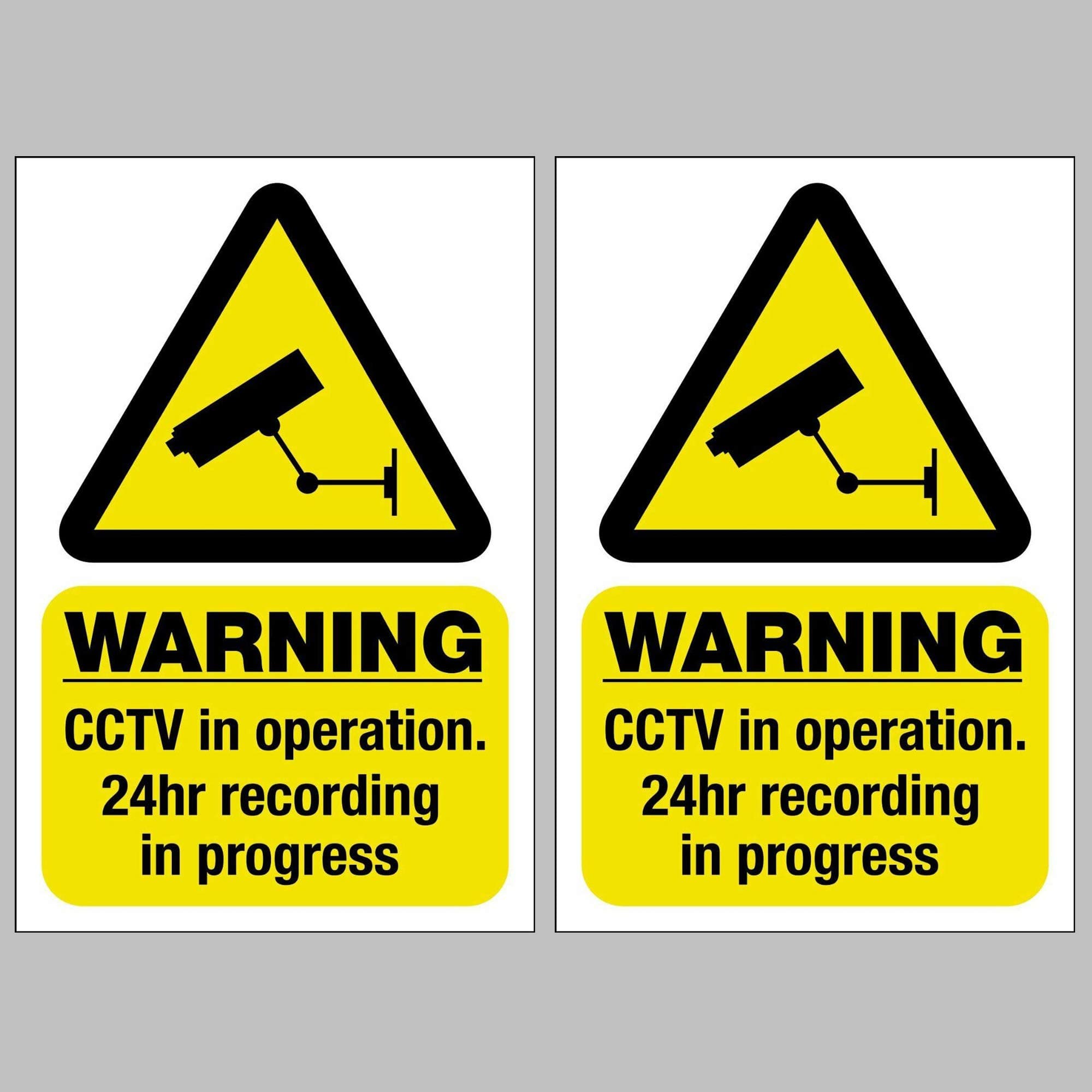 CCTV Camera Security (Self Adhesive BACKED) Sticker Signs 100 mm x 65 mm Approx Weatherproof & Waterproof - Pack Quantity = 2