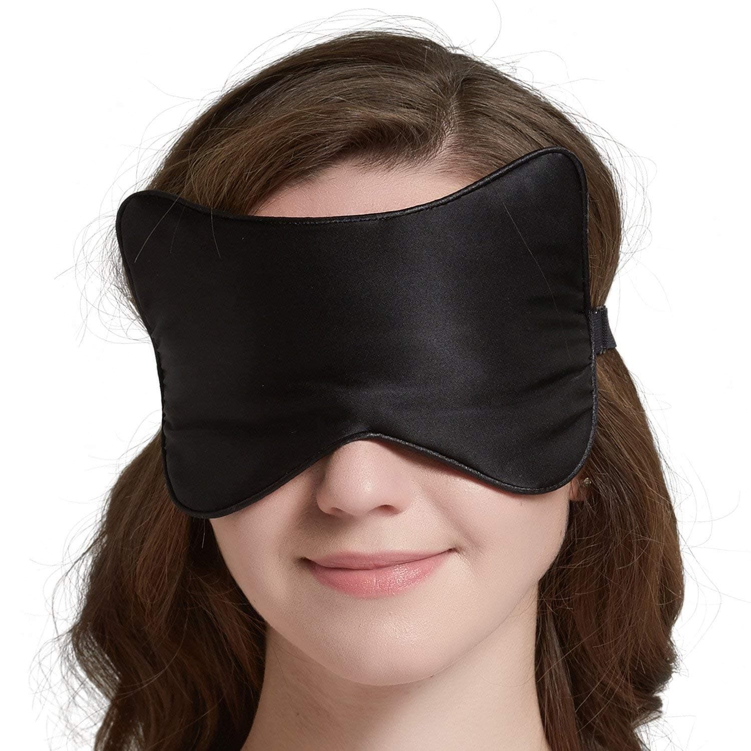 Yeuss Advanced Eye mask,Extra Large 100% Light Block Natural Silk Sleeping Mask,Lightweight and Soft Eye Mask for Night,Nap,Travel,Flight,Adjustable Strap for Men,Women or Kids(Black)