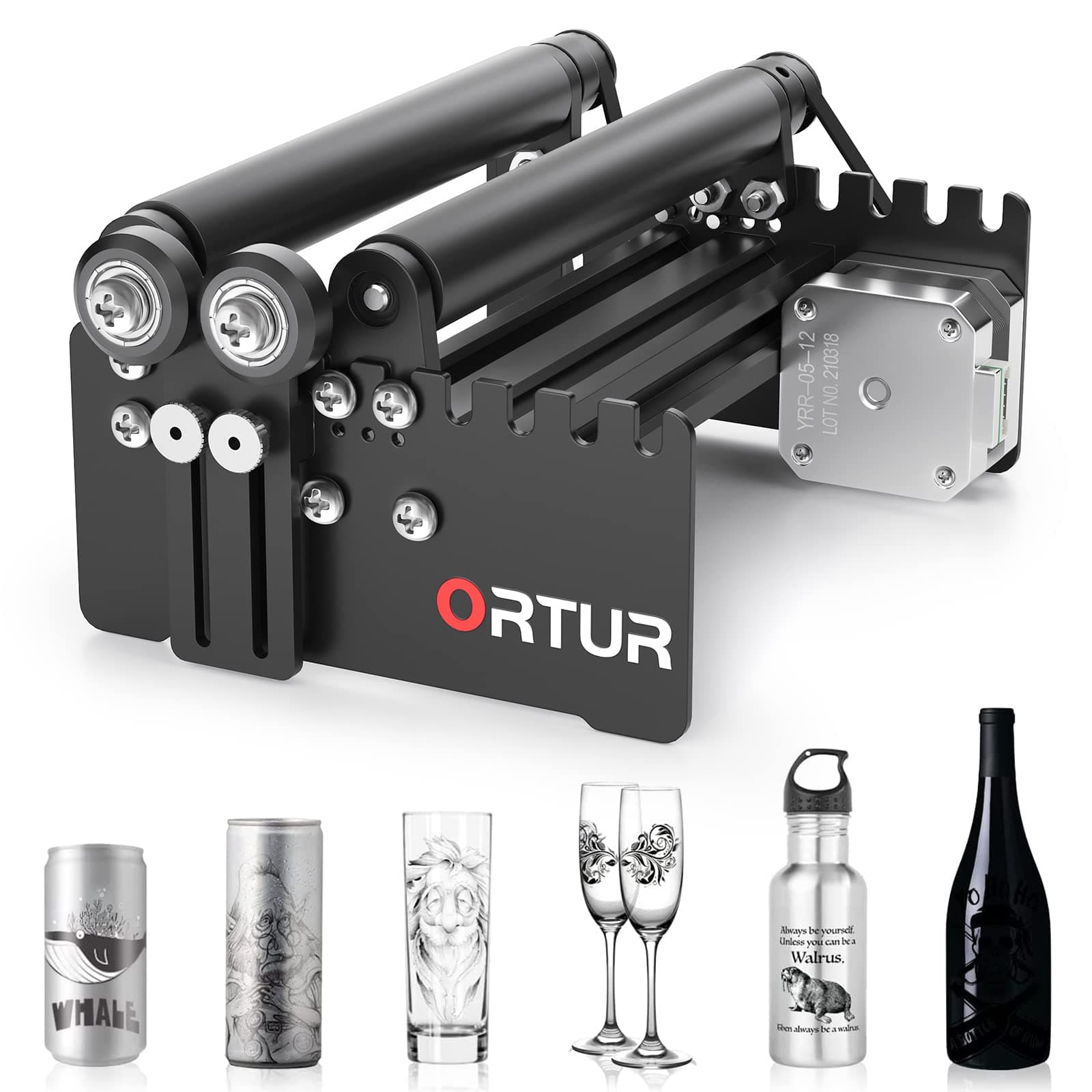 Laser Rotary Roller, 360° Laser Engraver Y-axis Rotary Module for Engraving Cylindrical Objects Cans, 7 Adjustment Diameters, Min to 8mm, Compatible with Most Laser Engraving Machines