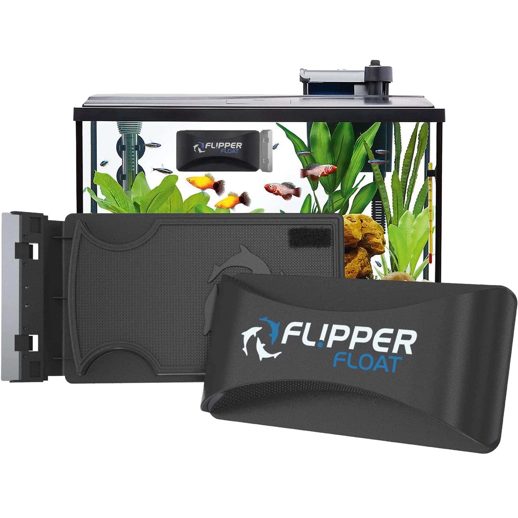 FL!PPER Flipper Cleaner Float, 2-in-1 Floating Magnetic Aquarium Glass Cleaner, Fish Tank Algae Cleaner, Scrubber & Scraper Aquarium Cleaning Tools, Floating Fish Tank Cleaner Standard
