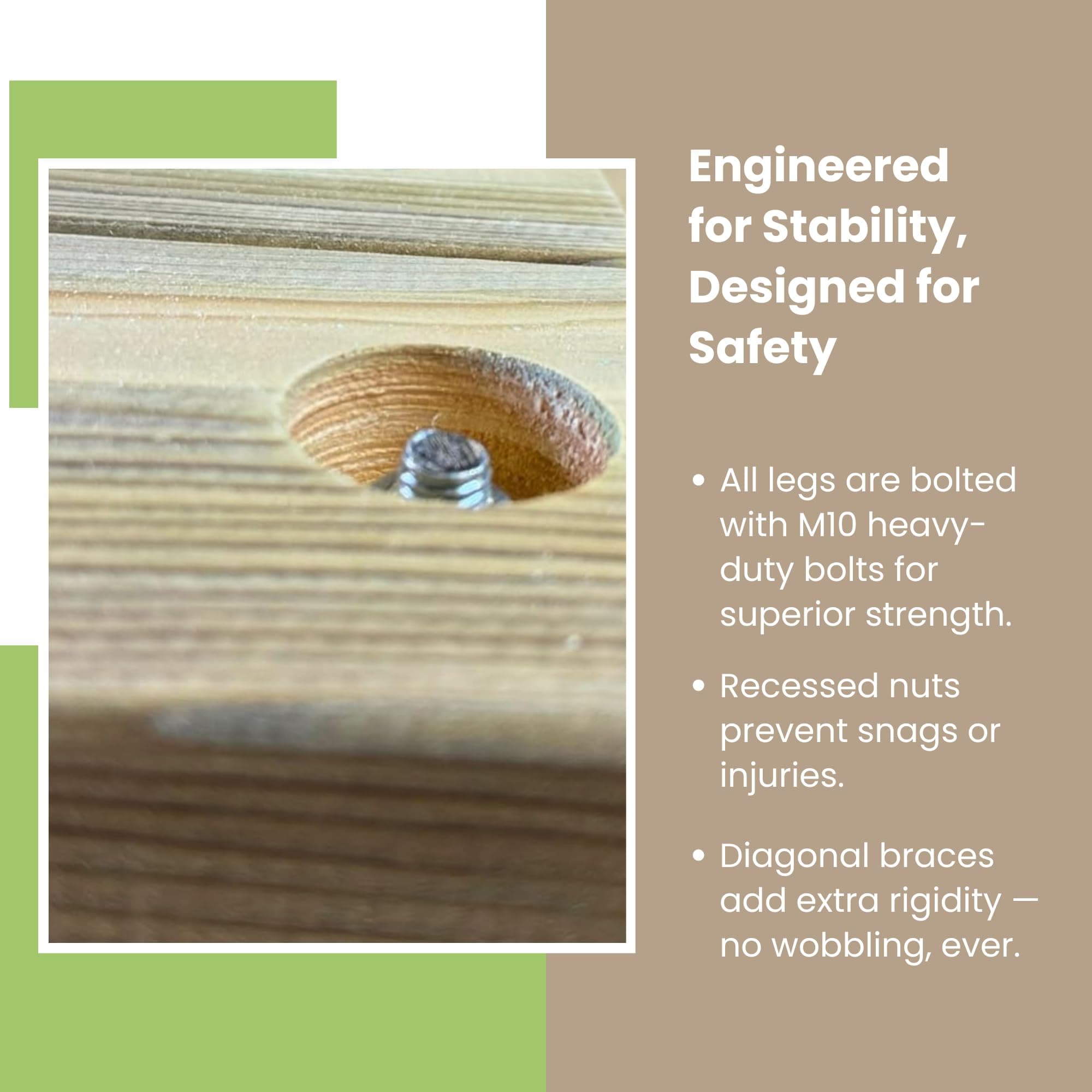 MG Timber Heavy Duty Premium, A-frame Picnic table, Bench. Made From Pressure Treated Swedish Redwood (Round Corners, 7FT)