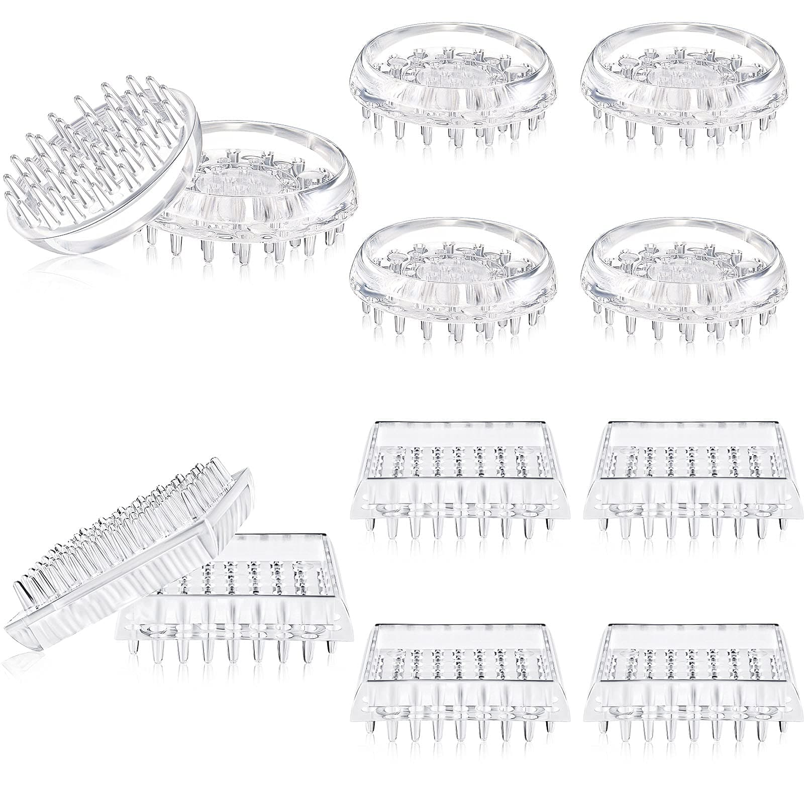 Queekay 12 Pieces Carpet Protector Spiked Plastic Caster Cups Round and Square Comfortable Touch Caster Cup Spiked Furniture Protector for Sofas, Tables, Chairs Offices Bookcases Other