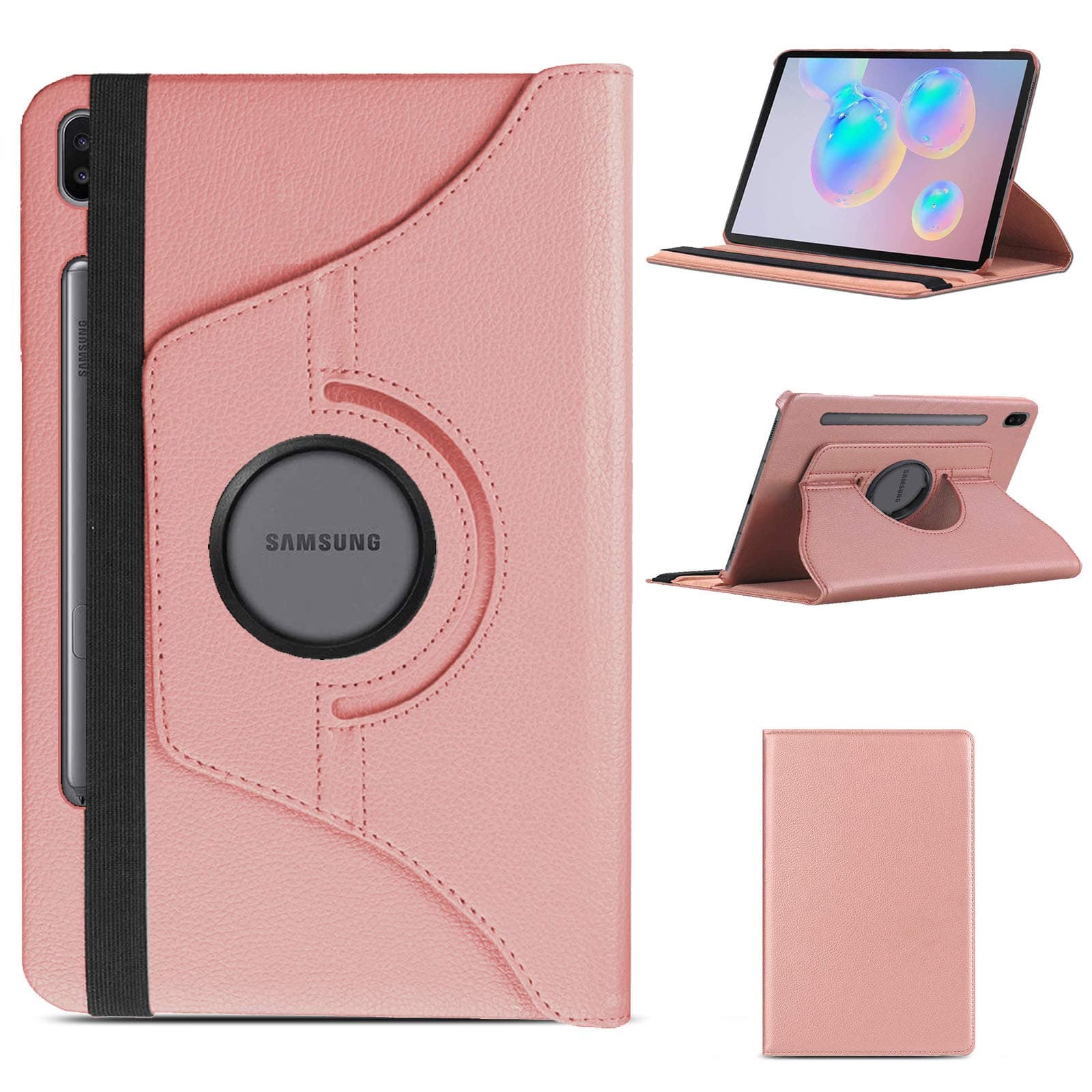 Case for Samsung Galaxy Tab S6 2019, with S Pen Support, Front support Ultra Slim Lightweight 360 Rotating Stand Strong Back Cover, for 10.5 Inch Samsung Tab S6 SM-T860/T865 - Rose Gold