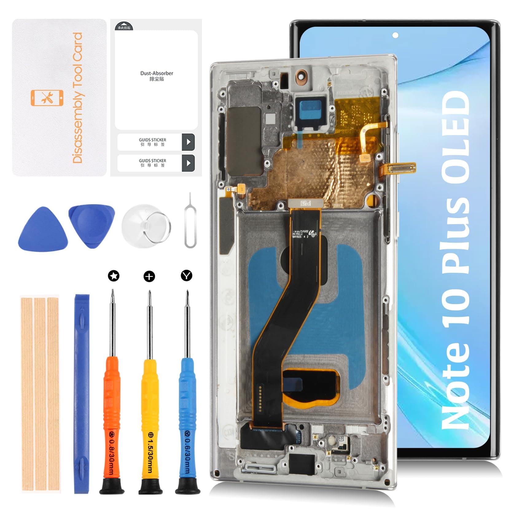 Note 10 Plus 5G OLED LCD Display +Aura White Frame for Samsung Galaxy Note10+/5G SM-N975U N975W N976U 6.8" LCD Screen Display Replacement Touch Digitizer Assembly Kit