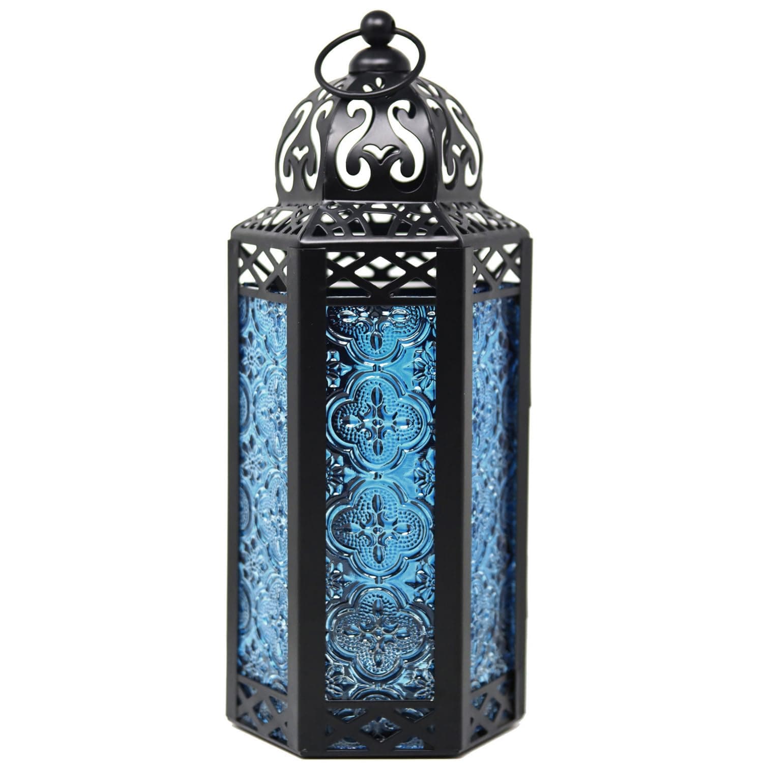 Mid Size Table/hanging Blue Hexagon Moroccan Candle Lantern Holders