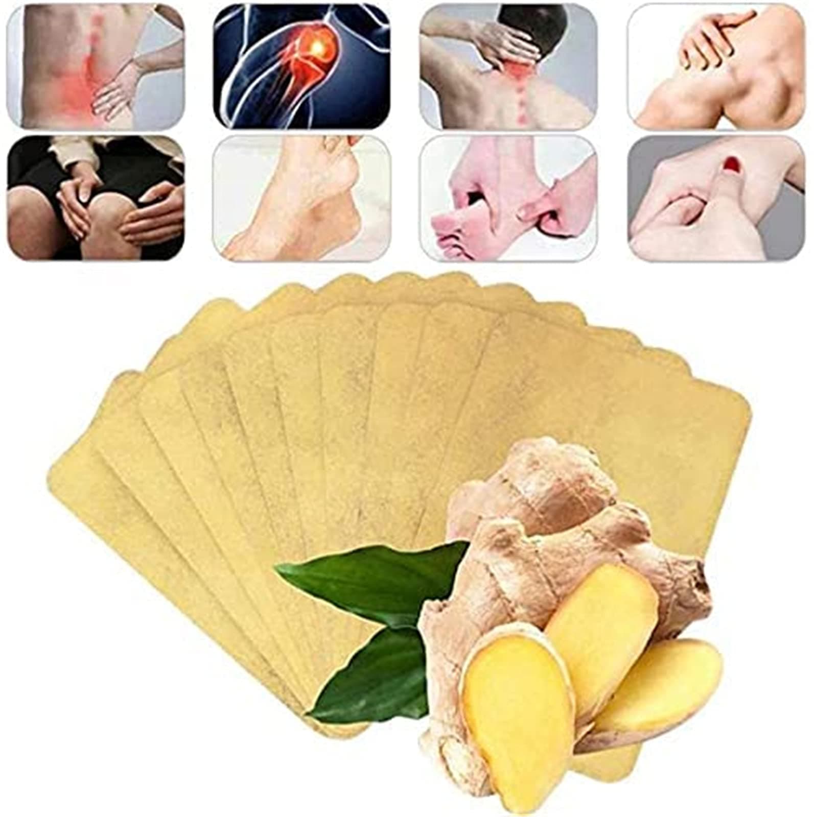 15/30/60Pcs Herbal Ginger Patch,Natural Solutions for Lymphatic Drainage,Promote Blood Circulation,Relieve Pain and Improve Sleep,Ginger Pain Relief Patches (30Pcs)